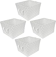 Vista 21 de Simplify Bolso grande con correa tejida Cesta de almacenamiento decorativa 2 asas Organización Armario Dormitorio Baño Guardería