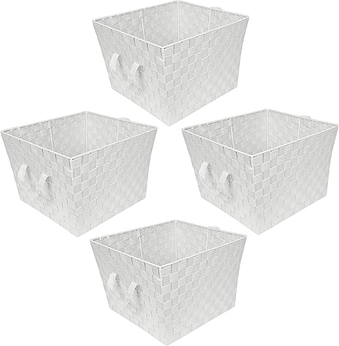 Miniatura 21 de Simplify Bolso grande con correa tejida Cesta de almacenamiento decorativa 2 asas Organización Armario Dormitorio Baño Guardería