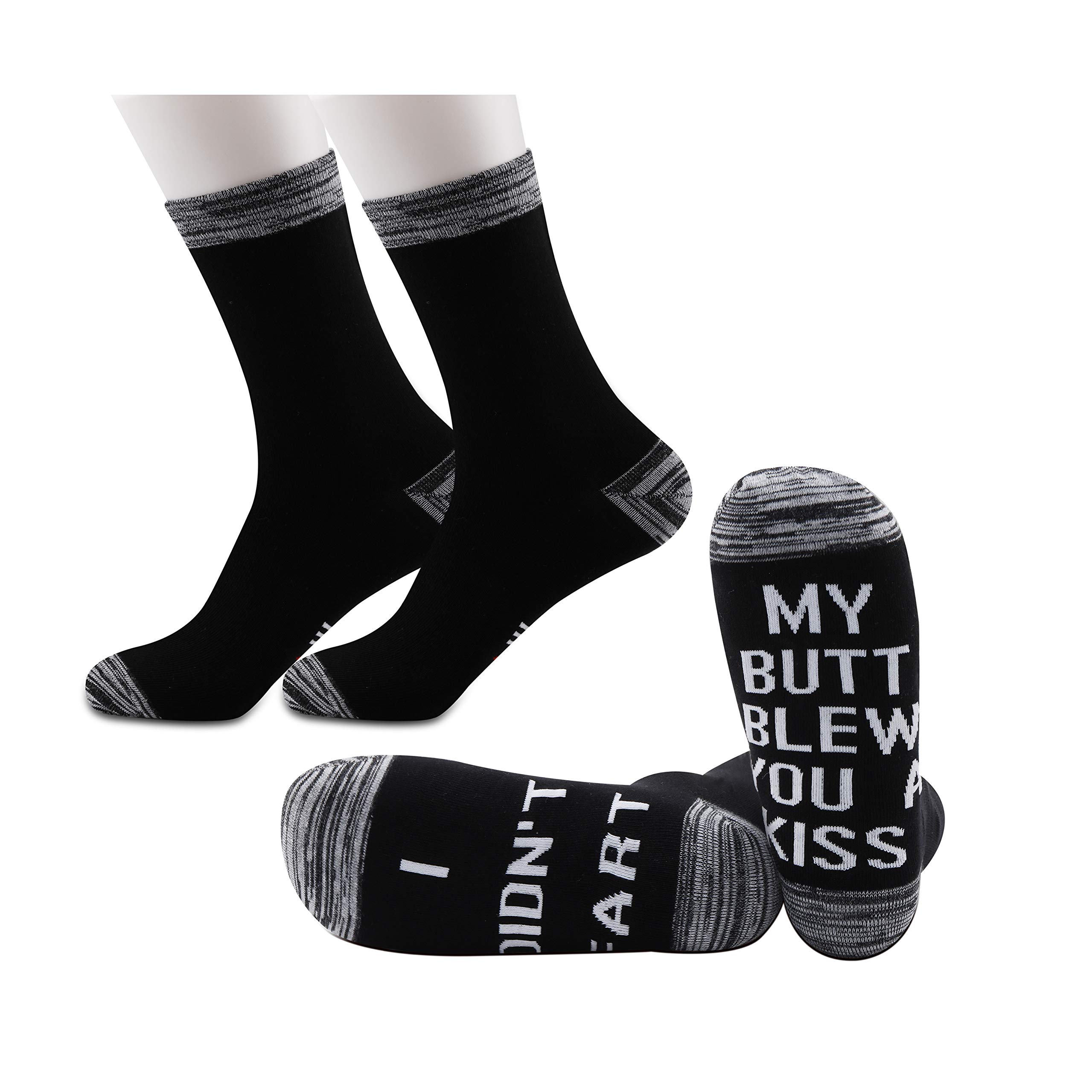 JXGZSO2 Pairs Fart Joke Gift Fart Socks I Didn't Fart My Butt Blew You A Kiss Socks Poop Gift