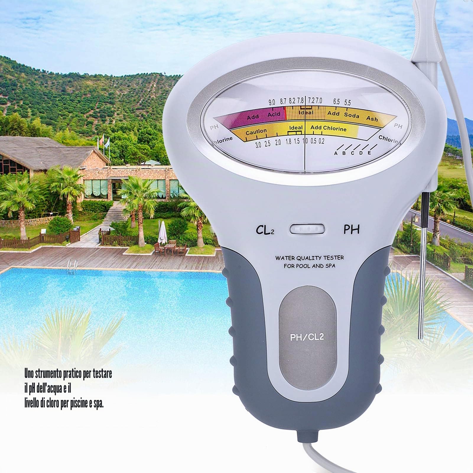 Test rapido analizzatore di qualità dell'acqua Spa di alta precisione tester di PH piscina CL2 solido per testare il cloro PH piscina Spa
