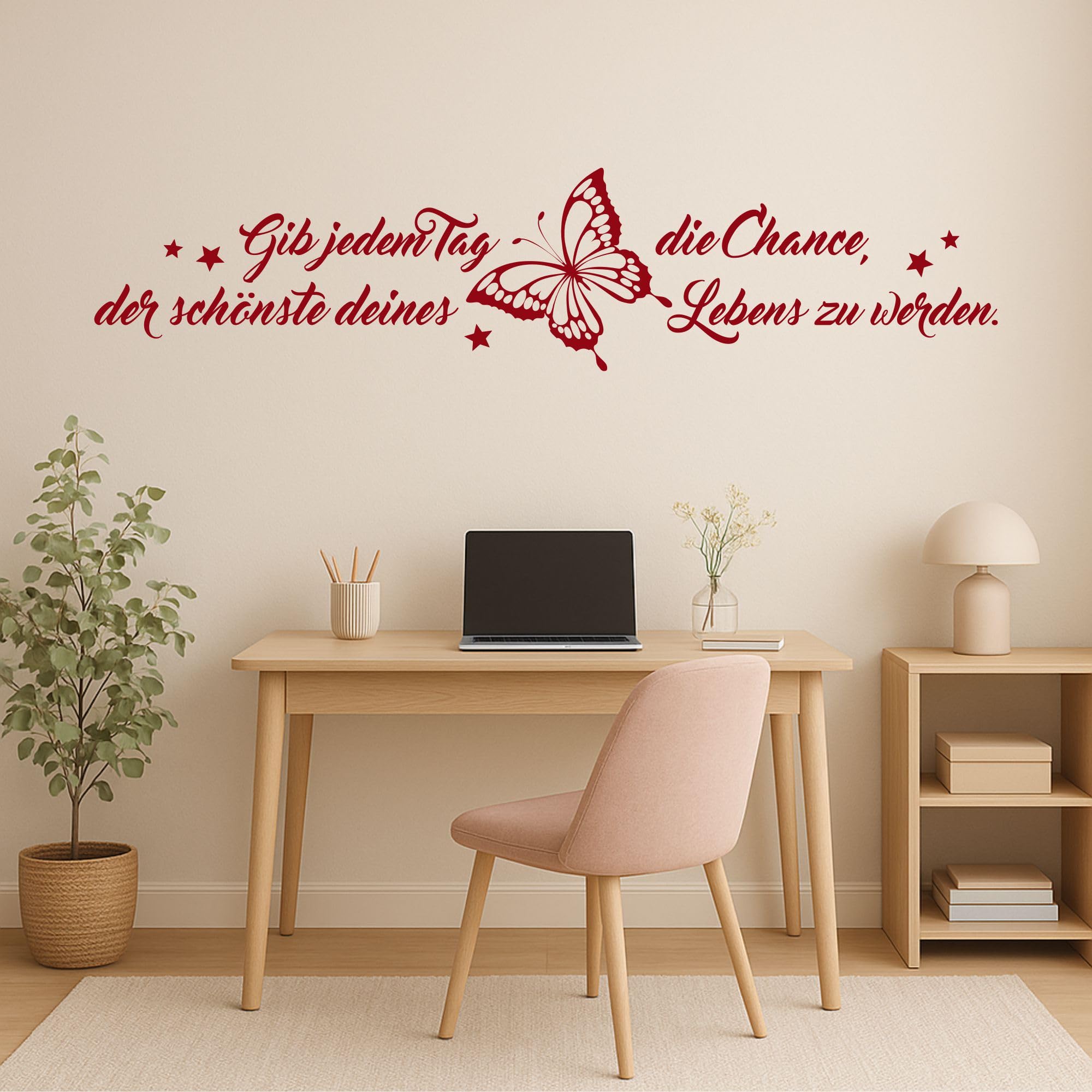 Wandtattoo Gib Jedem Tag Die Chance - Spruch Schriftzug - Wanddeko Wandaufkleber - Beige 115 x 26 cm