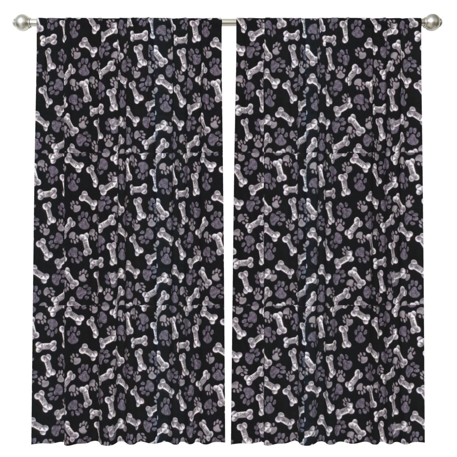 InOmak Dog Puppy Paw, 2 Panels Window Curtains 52 x 84 Inch Blackout Curtains for Living Room Bedroom