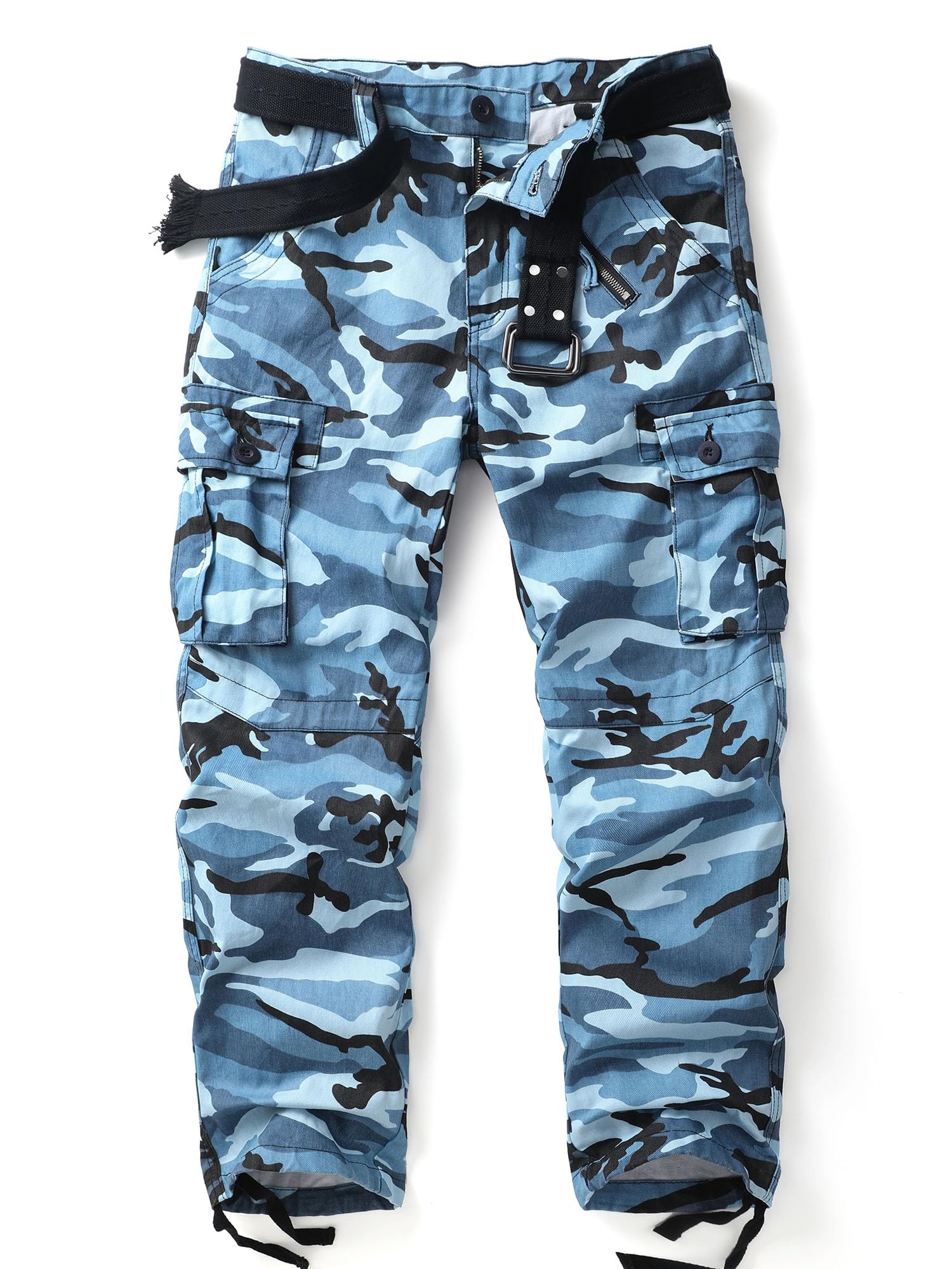 AKHIKING Men's Camo Cargo Work Pants Cotton Tactical Ripstop Casual Combat Pants with 8 Pockets