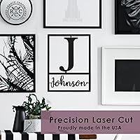 Vista 3 de Floating Script Monogram Sign Custom Metal Family Name Wall Decor Personalized Last Name Sign with Initial Modern Metal Name Plate for Home or