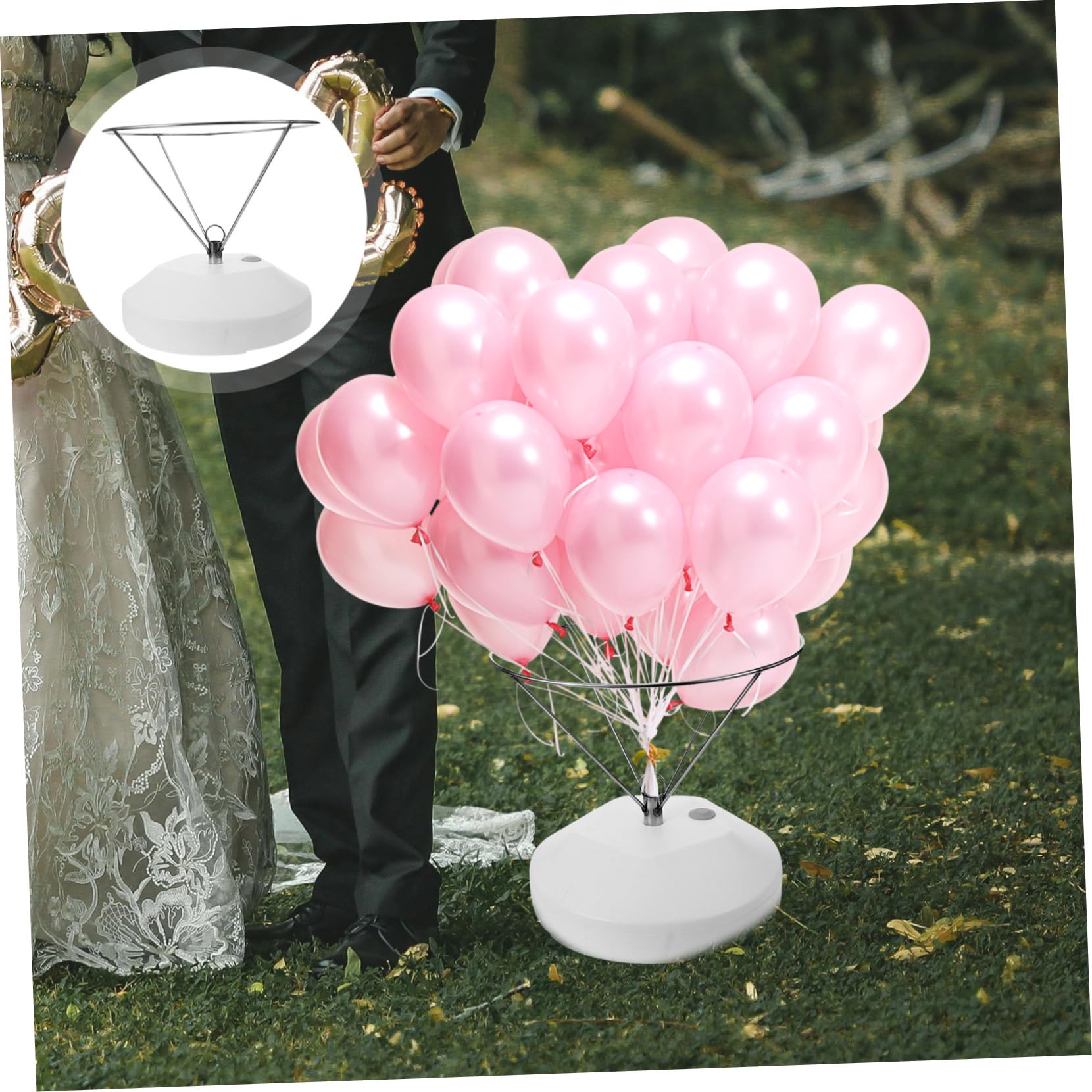 Ballonstand 1 Satz aus Kunststoff und Edelstahl für Outdoor und Hochzeit | Stabiles Ballongestell mit Großer Basis, für Unterschiedliche Größen und Formen, Halloween Party