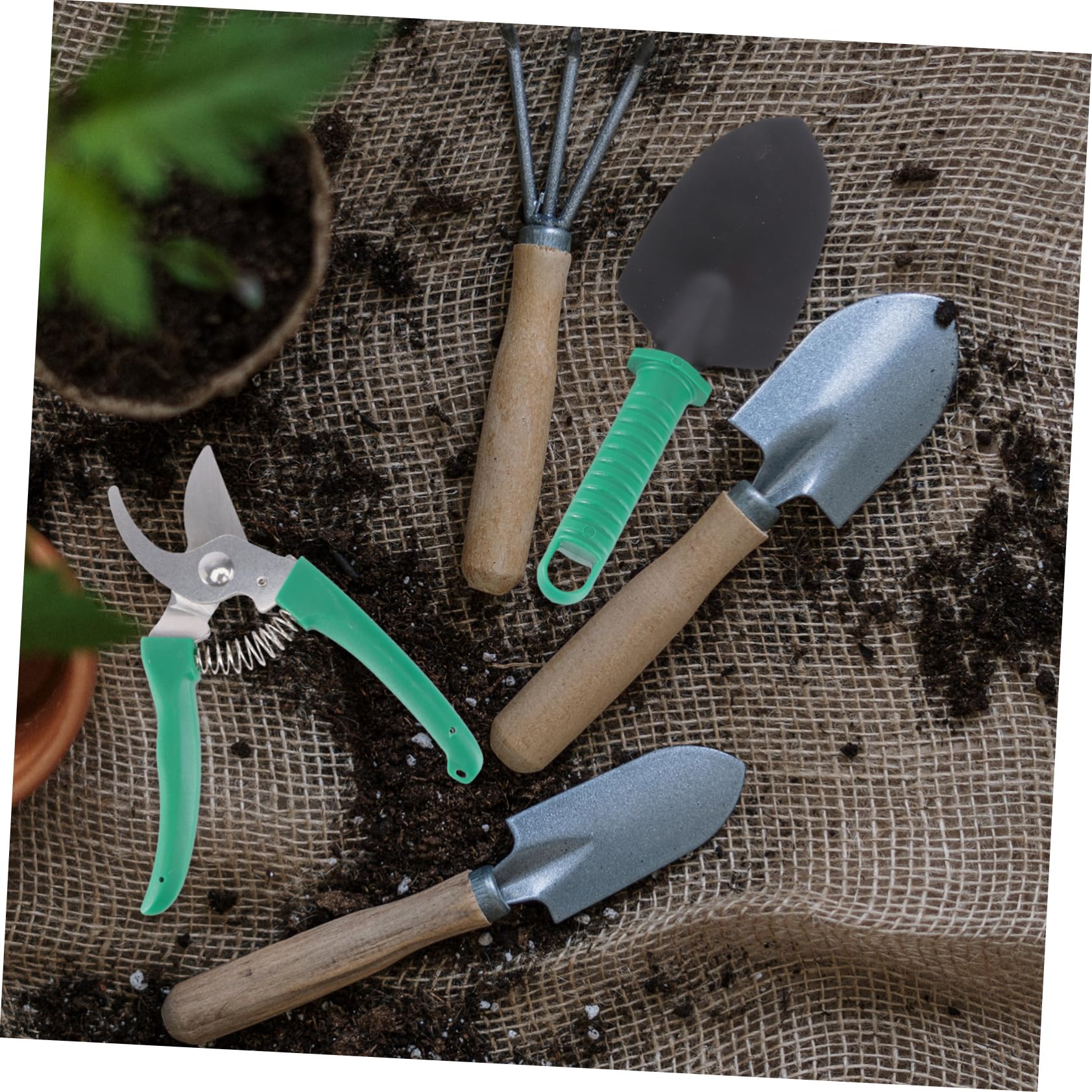 10-teiliges Gartenwerkzeug-Set Mit Koffer Schere Egge Wassersprüher Gartenwerkzeug Blumenmuster Kunststoffmaterial Leicht Werkzeugkiste
