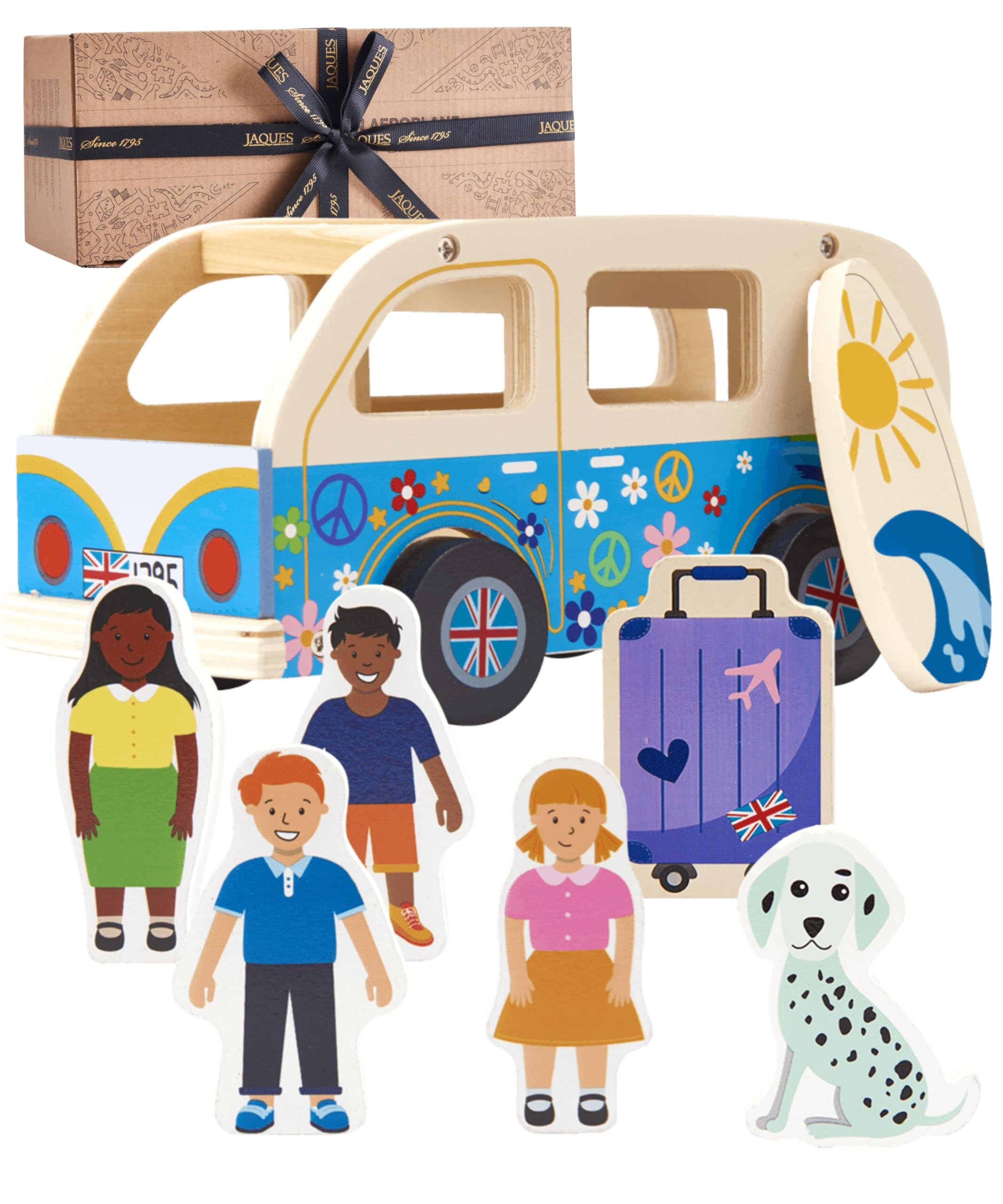 Jaques of London Wooden Camper Van Toy, 8.9 cm (W) x 22.4 cm (L) x 10.5 cm (H)