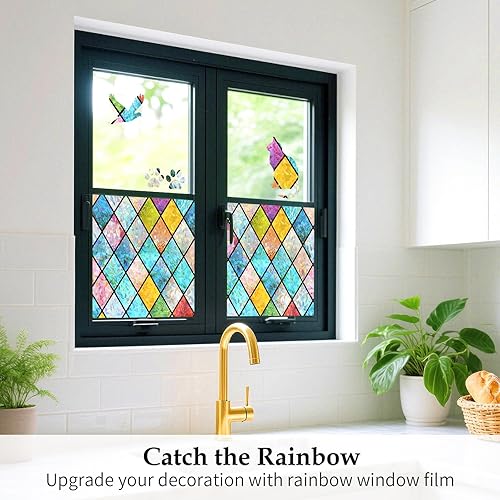 Miniatura 3 de WPCTEV Película esmerilada no adhesiva para ventana, película esmerilada de privacidad, autoestática, película de vidrio Vinly anti UV, decorativa