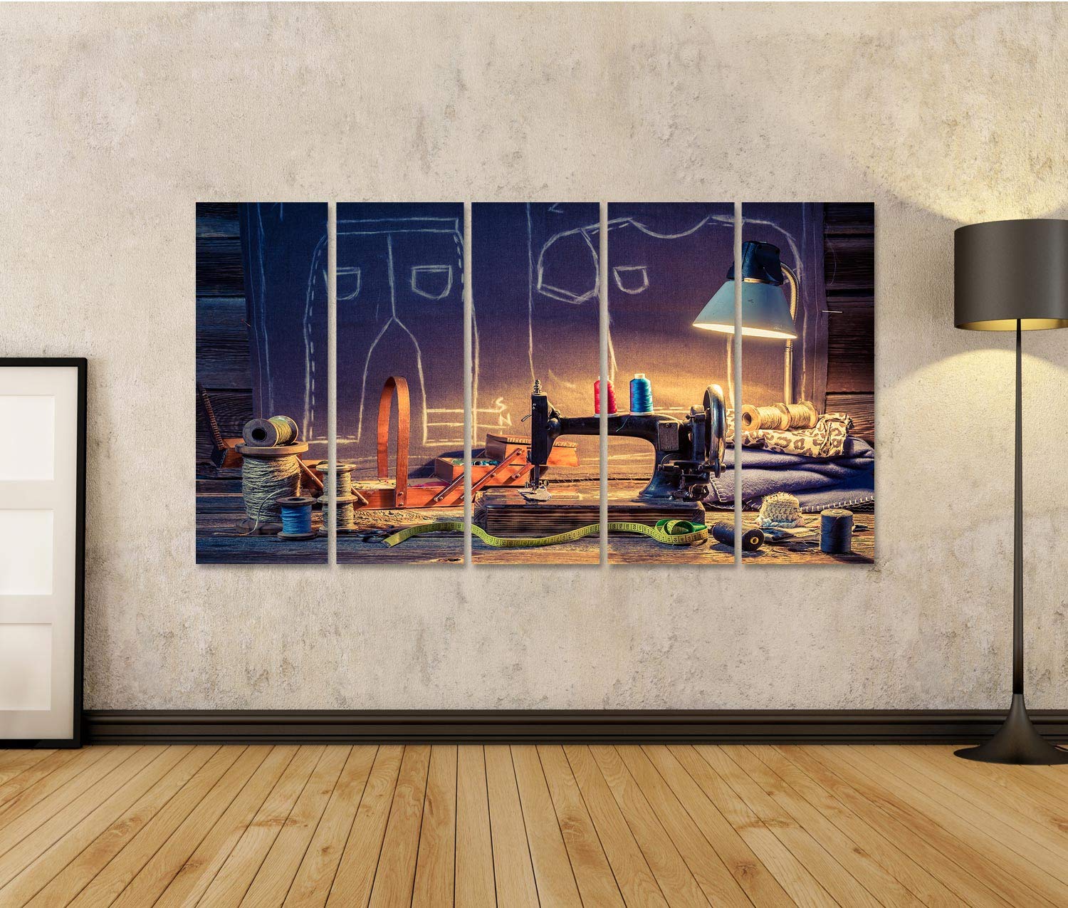 islandburner Imagen sobre lienzo Old Tailor Taller Máquina de coser Paño Mesa de madera Mural Sala de estar en casa Oficina Dormitorio Imágenes GDIC-5Px