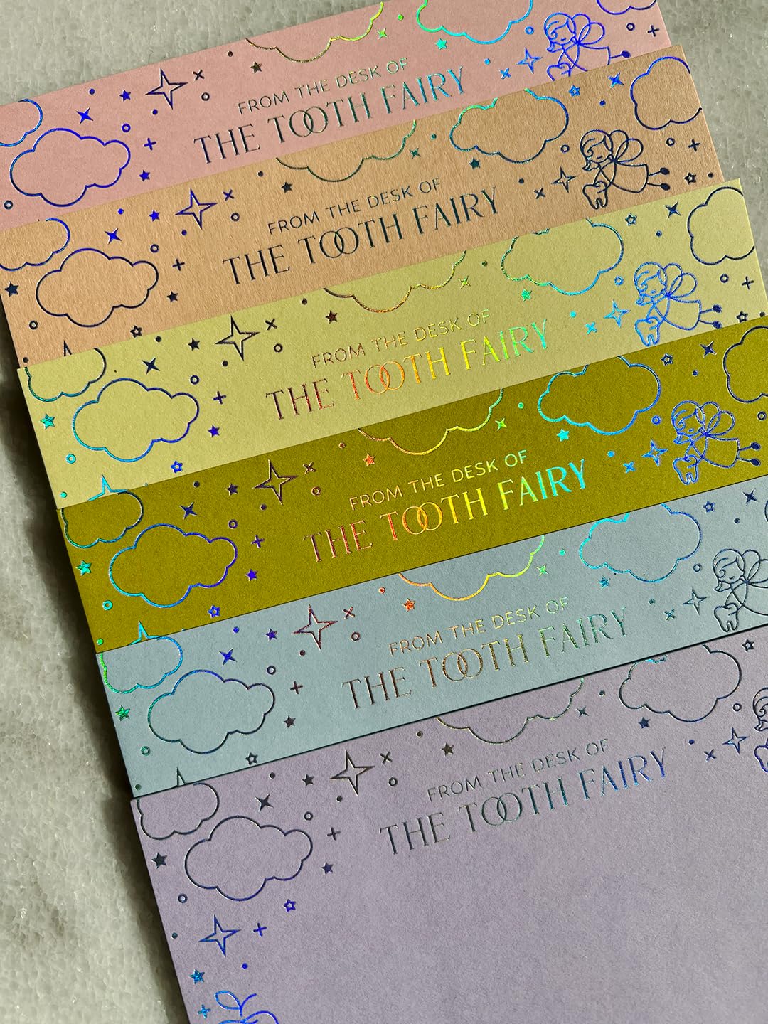 SOLE PAPER CO. Tooth Fairy Lot de 6 cartes holographiques en aluminium