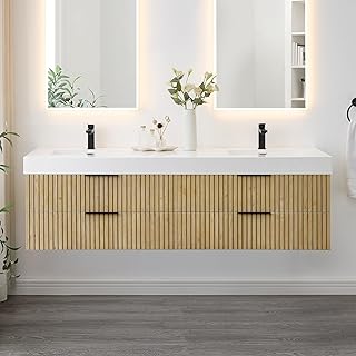 ALTAIR 72 Inch Floating Sink Bathroom Vanity Wall Mount Double Vanities ...