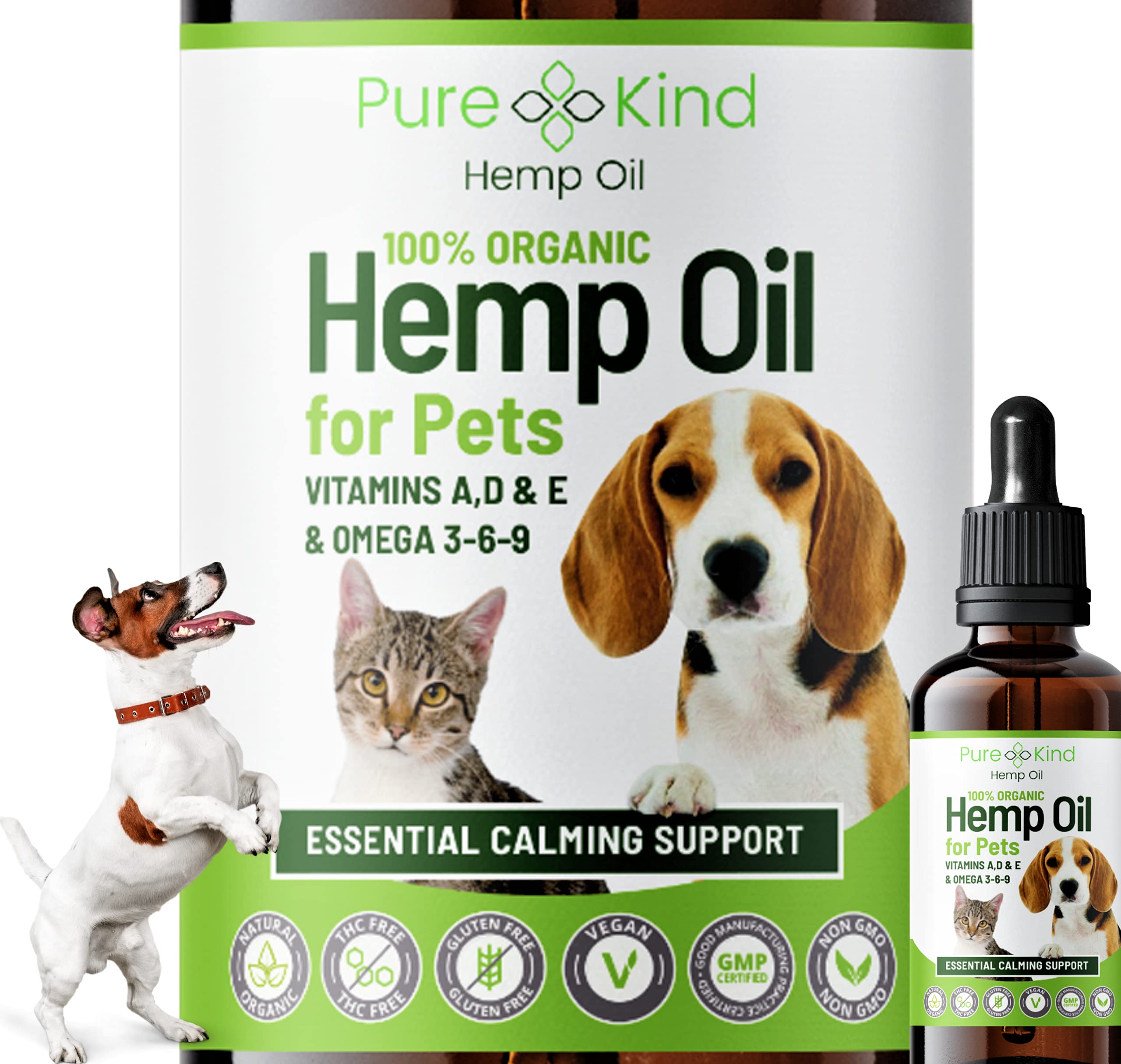 Dog Calming Hemp Oil Drops | for Dog Emotions | Dog Joints/Barking/Stress/Anxiety/Sleep | Rich in Omega 3,6,9 | Suitable for All Dog Breeds | for Health Support & Mobility