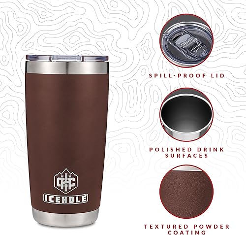Miniatura 3 de ICEHOLE Vaso de 20 onzas con tapa y popote a prueba de fugas  Taza de café aislada al vacío de acero inoxidable  Taza de viaje a prueba de sudor con