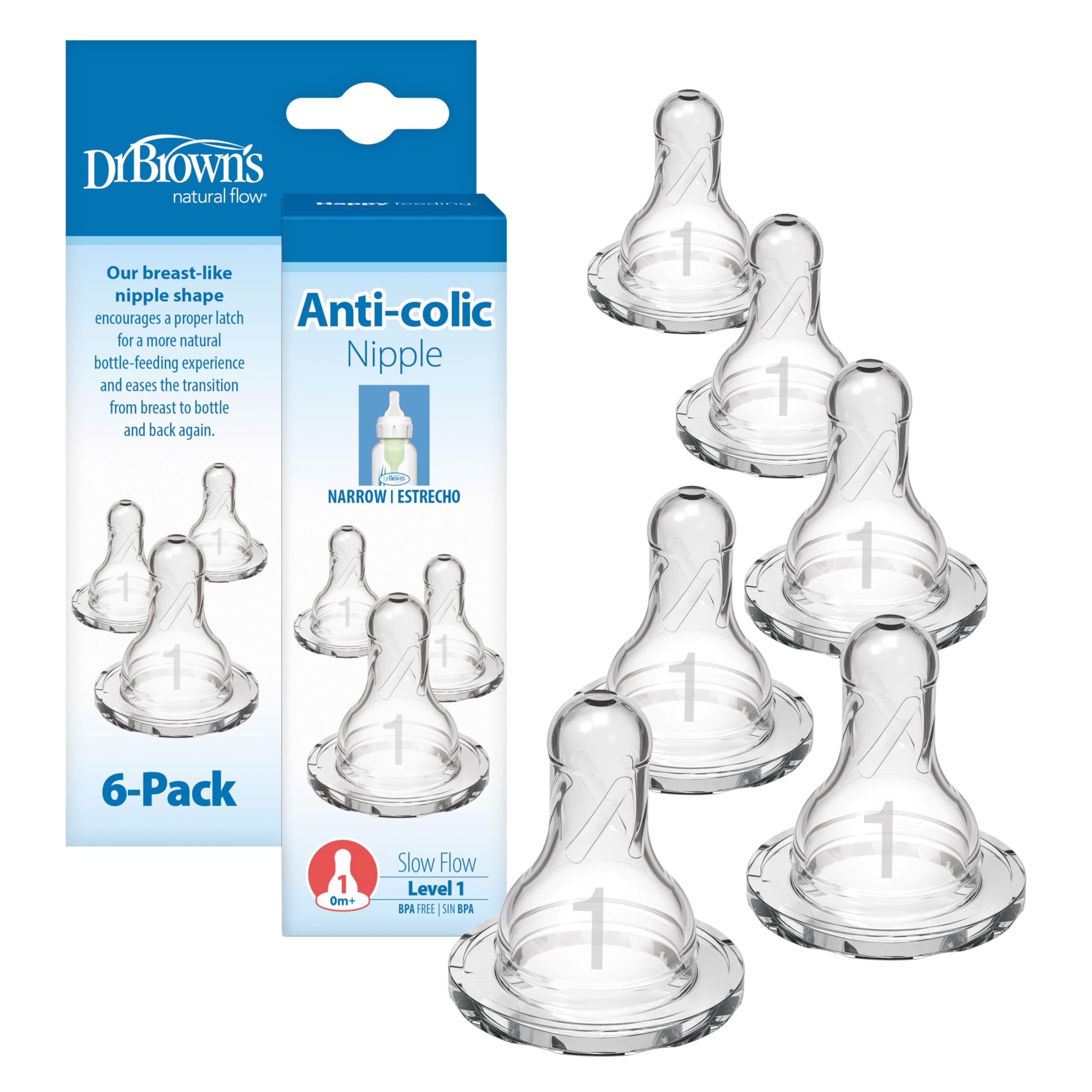 Dr. Brown's Standard Replacement Nipple (Pack of 6, White)-image-45
