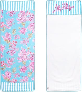 Lilly Pulitzer Cotton Beach Chaise Lounge Towel, Plush Chair Cover 30" x 81.75" Pool Towel Royal Coral