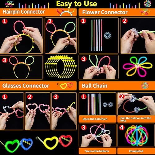 Miniatura 3 de Paquete de 259 suministros para fiestas con temática brillante, decoración de fiesta de cumpleaños, globos, palos, gafas y diadema para niños,