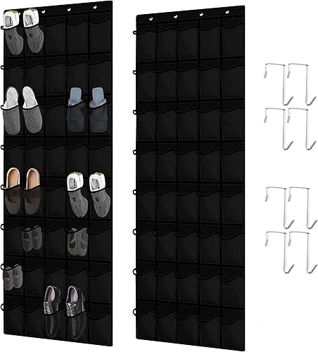 Organizador de zapatos con 40 bolsillos para colgar sobre la puerta, paquete de 2 organizadores de zapatos colgantes para armario de puerta,