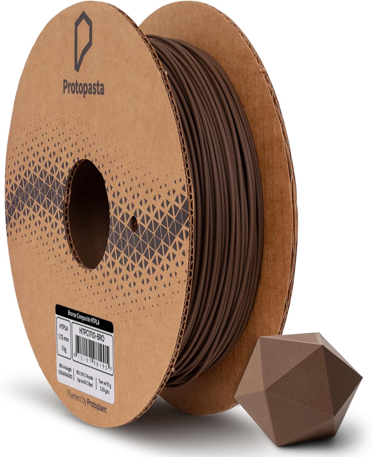 Protopasta Bronze Filled PLA 3D Printer Filament | ProtoPlant Metal-Filled PLA Plastic Printer Filament with 60% Bronze | Polish and Patina Friendly Metal Composite Filament | 1kg Metallic Spool