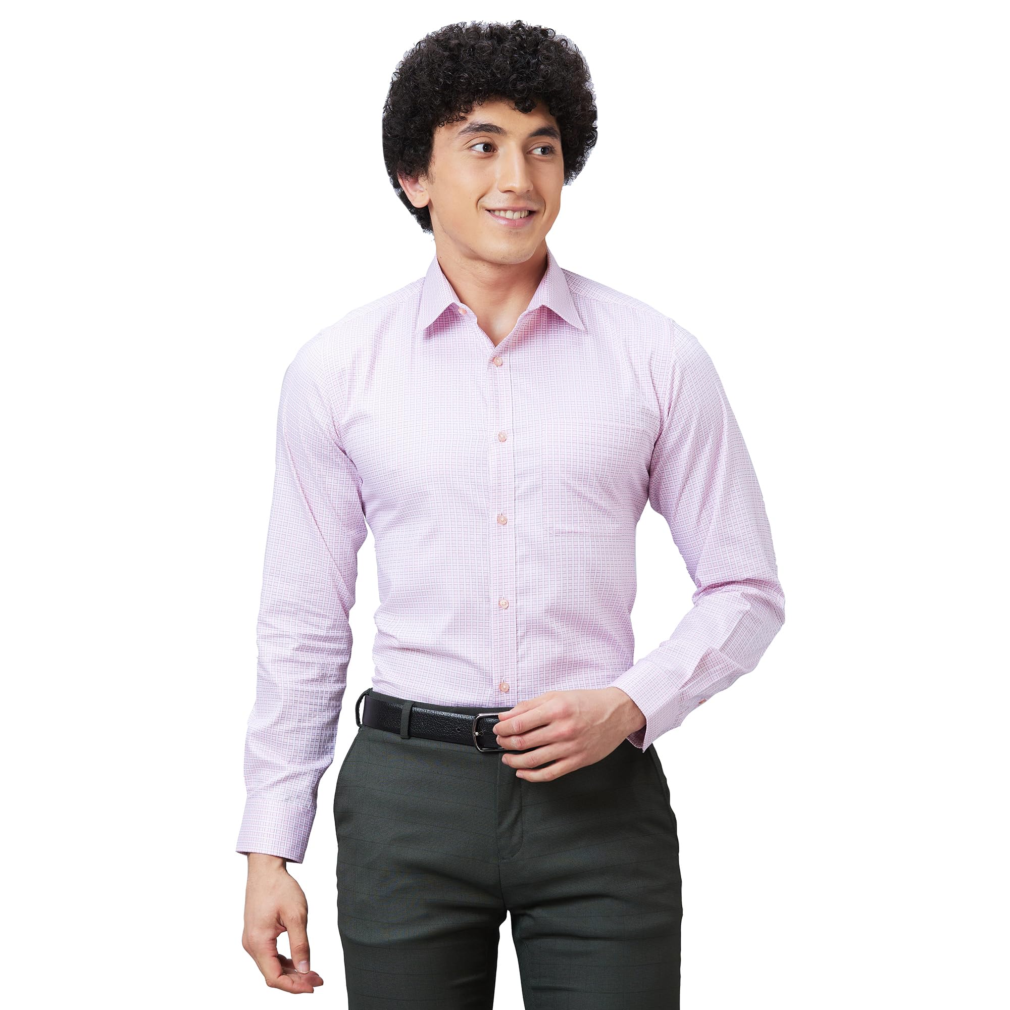 raymond Men's Pure Cotton Structure Pattern Slim Fit Semi Cutaway Collar Full Sleeve Formal Shirt-picture-14