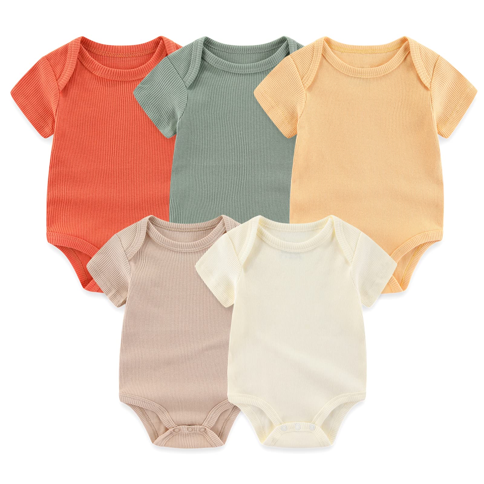Chamie Baby Bodysuit Cotton Short Sleeve Vests for Newborn 5-Pack One-Piece Suit for Boy and Girl 0-12 Months… — view 23