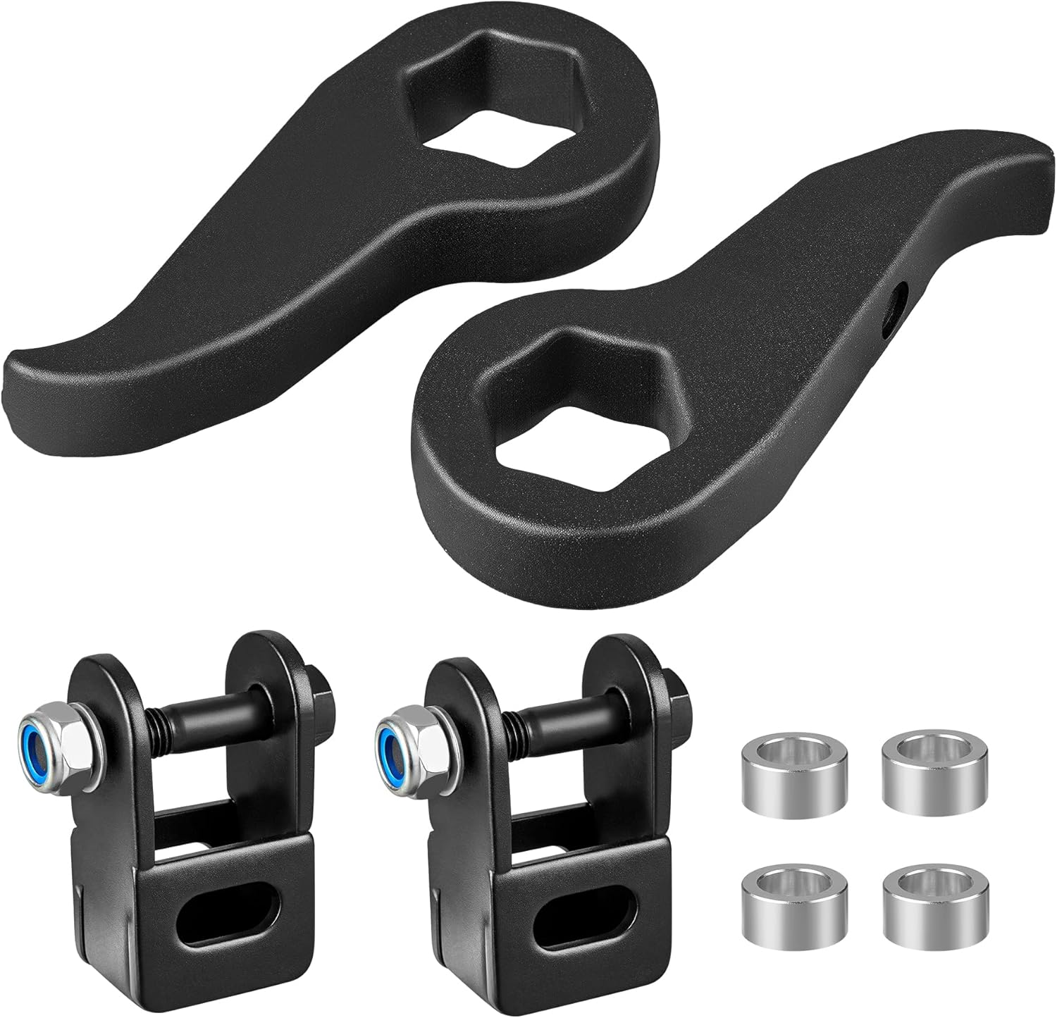 EVIL ENERGY 1-3" Torsion Bar Keys with Shock Extenders Brackets Compatible with 2011-2019 Chevy Silverado GMC Sierra 2500HD/3500HD 4WD, 1-3 inch Adjustable Suspension Front Leveling Lift Kit Black