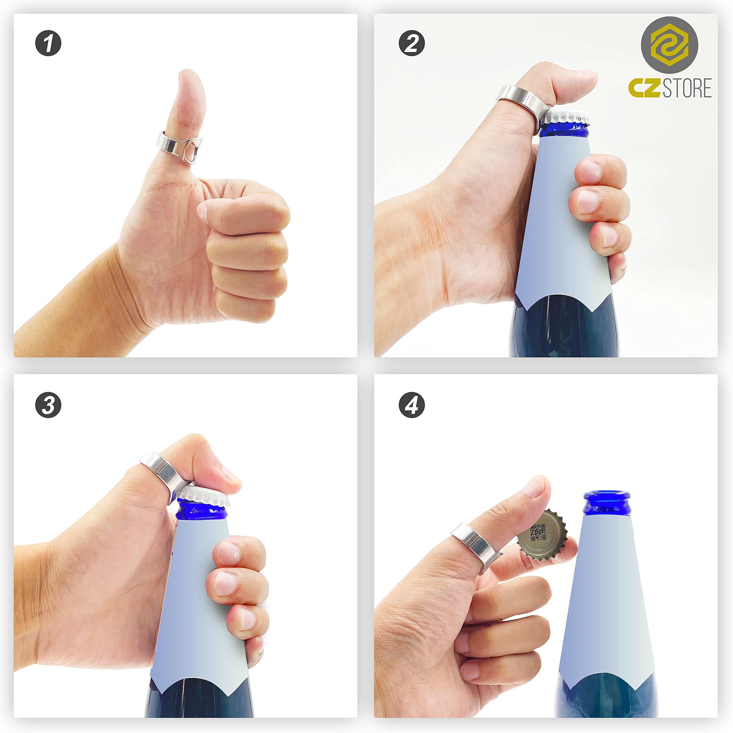 Abridor de Botellas de Dedo 3 Piezas 20 22 24mm Acero Inoxidable Níquel Garantía de por Vida