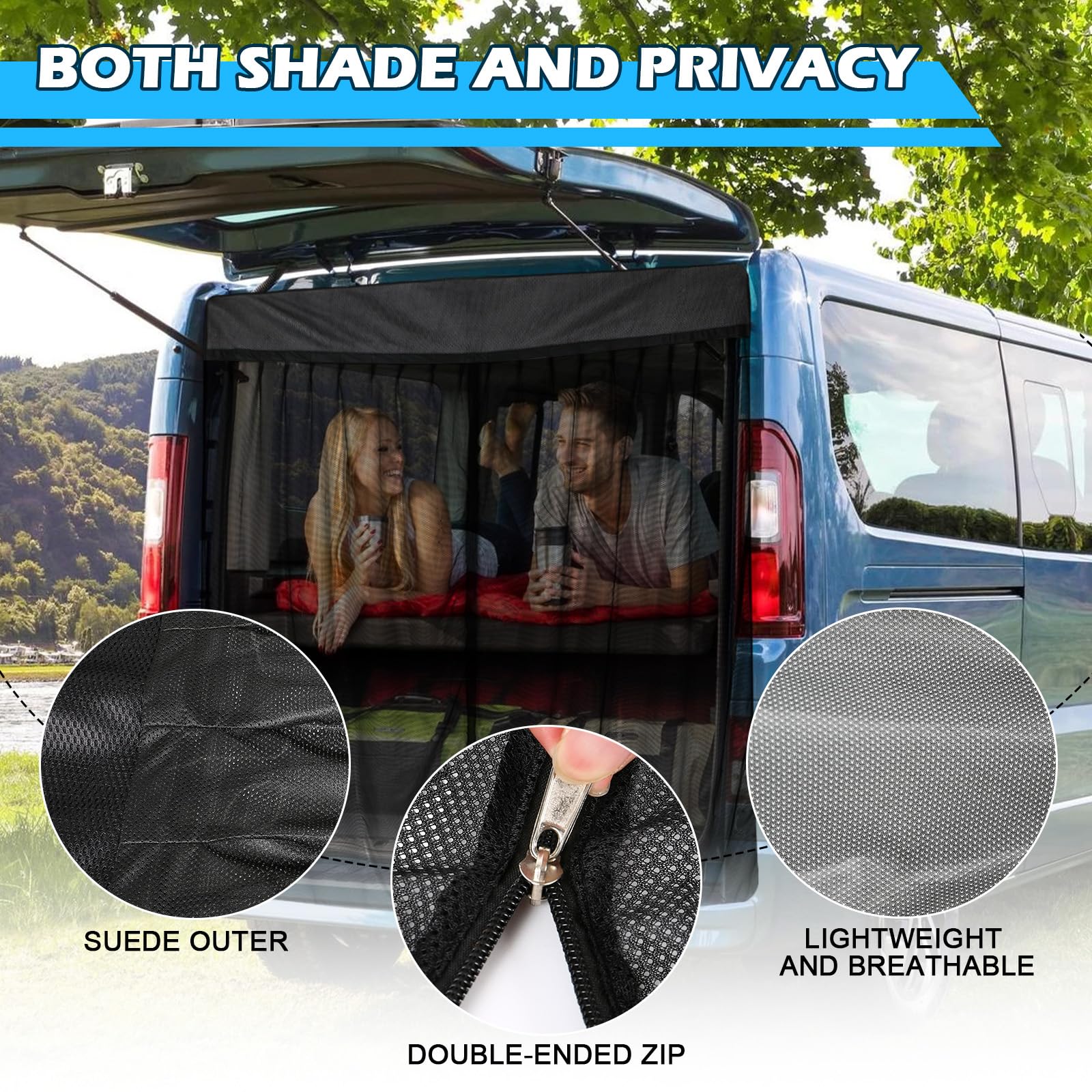 Zanzariera Auto Sostituzione per Renault Trafic 2001-2024/Vivaro/Talento/NV300, Zanzariera Portiera Posteriore dell'auto, Rete per Insetti Magnetica a Strato Singolo per Campeggio