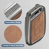 Vista 4 de YO&YOYE Compatible con funda para llavero VW Volkswagen con llavero protector de llave de cuero