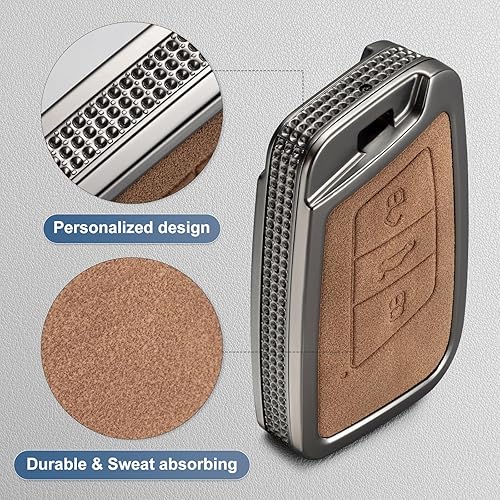 Miniatura 4 de YO&YOYE Compatible con funda para llavero VW Volkswagen con llavero protector de llave de cuero