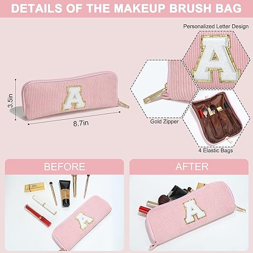 Miniatura 3 de YOOLIFE 2 pequeñas bolsas de maquillaje de viaje rosadas, bolsa de maquillaje, bolsa de cosméticos, bolsa de brochas de maquillaje, regalos
