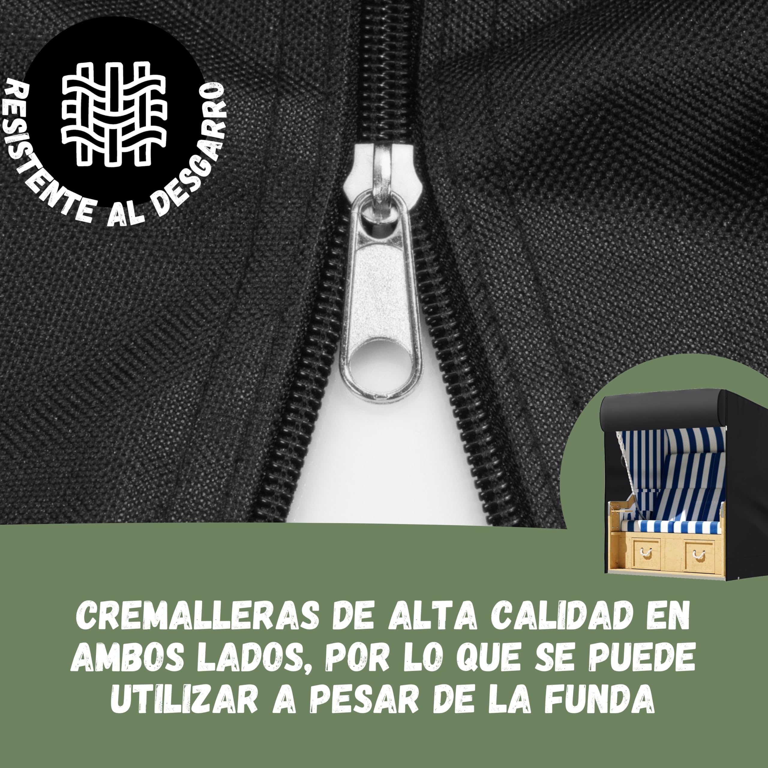 Funda protectora para silla de playa resistente al invierno de tejido Oxford 600D resistente al agua y a los rayos UV, 135 cm de ancho