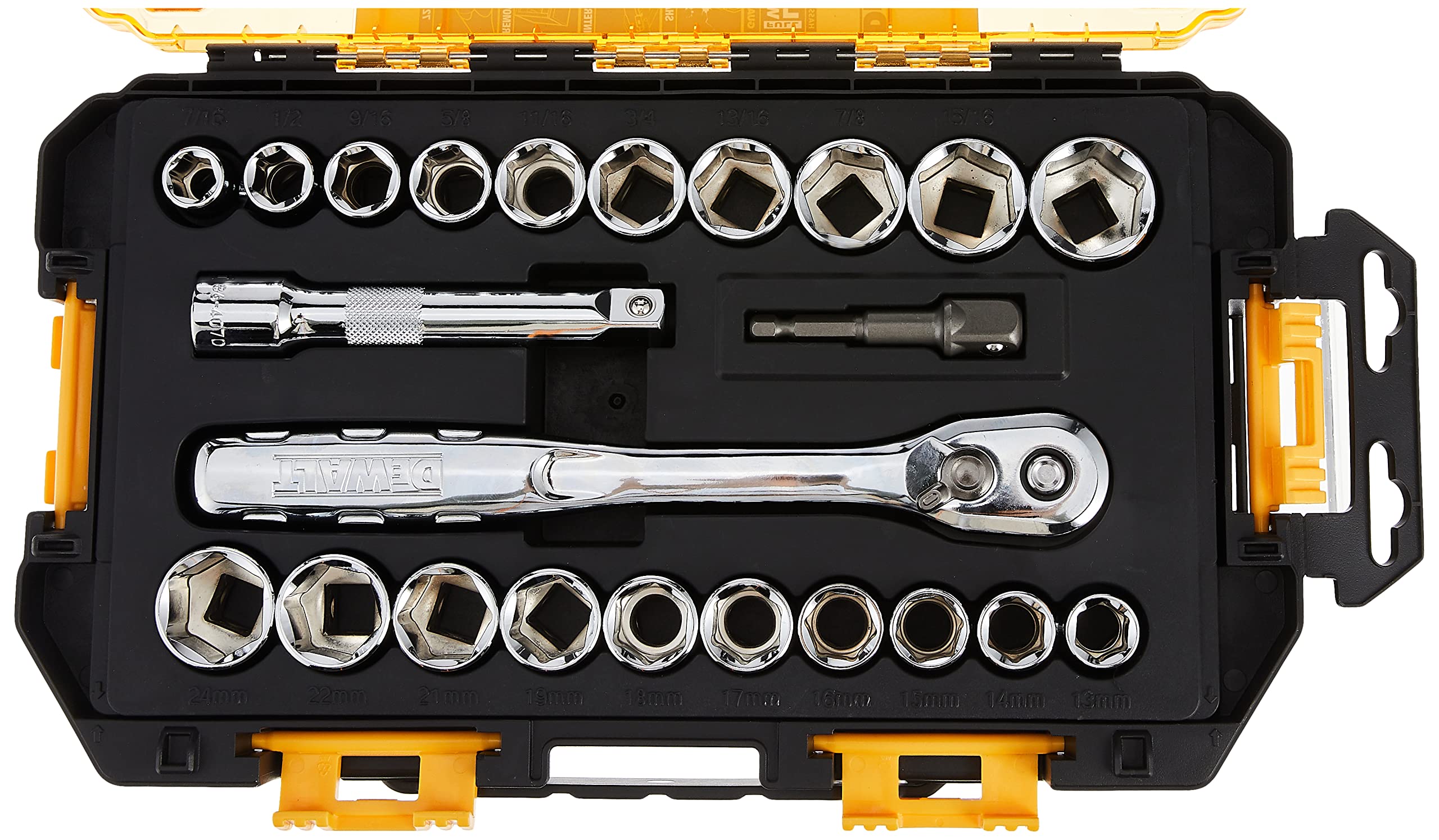 DEWALT Drive Socket Set, SAE/Metric, 1/2Inch, 23Piece (DWMT73813