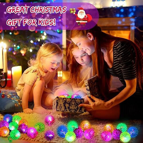 Miniatura 5 de Pelotas hinchables para niños, bola LED iluminada a granel que brilla en la oscuridad, luz LED intermitente, juguete con punta en cuerda sensorial