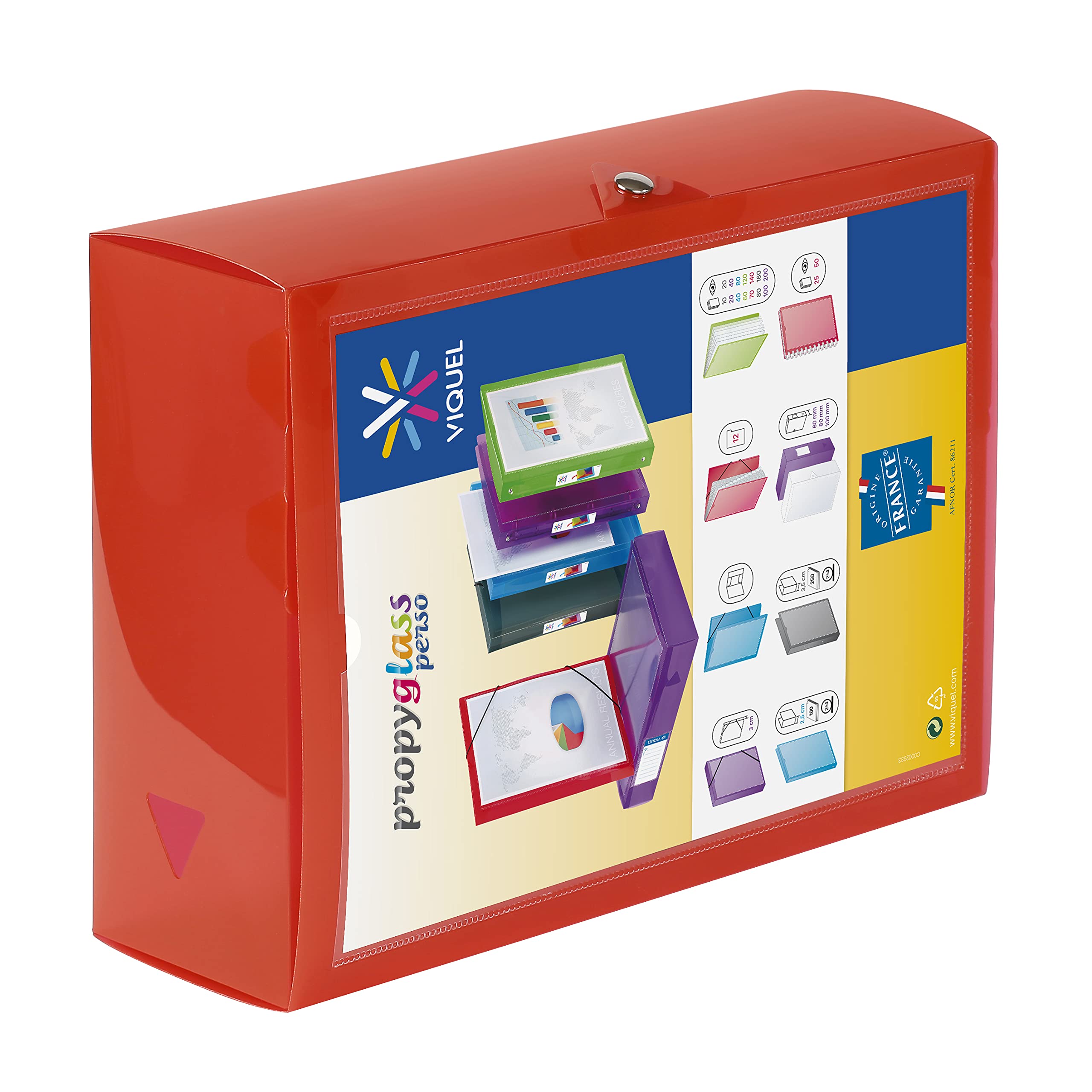 Viquel Class Docs Propyglass – Juego de 4 cajas de índice personalizable (polipropileno) ancho de 100 mm), multicolor