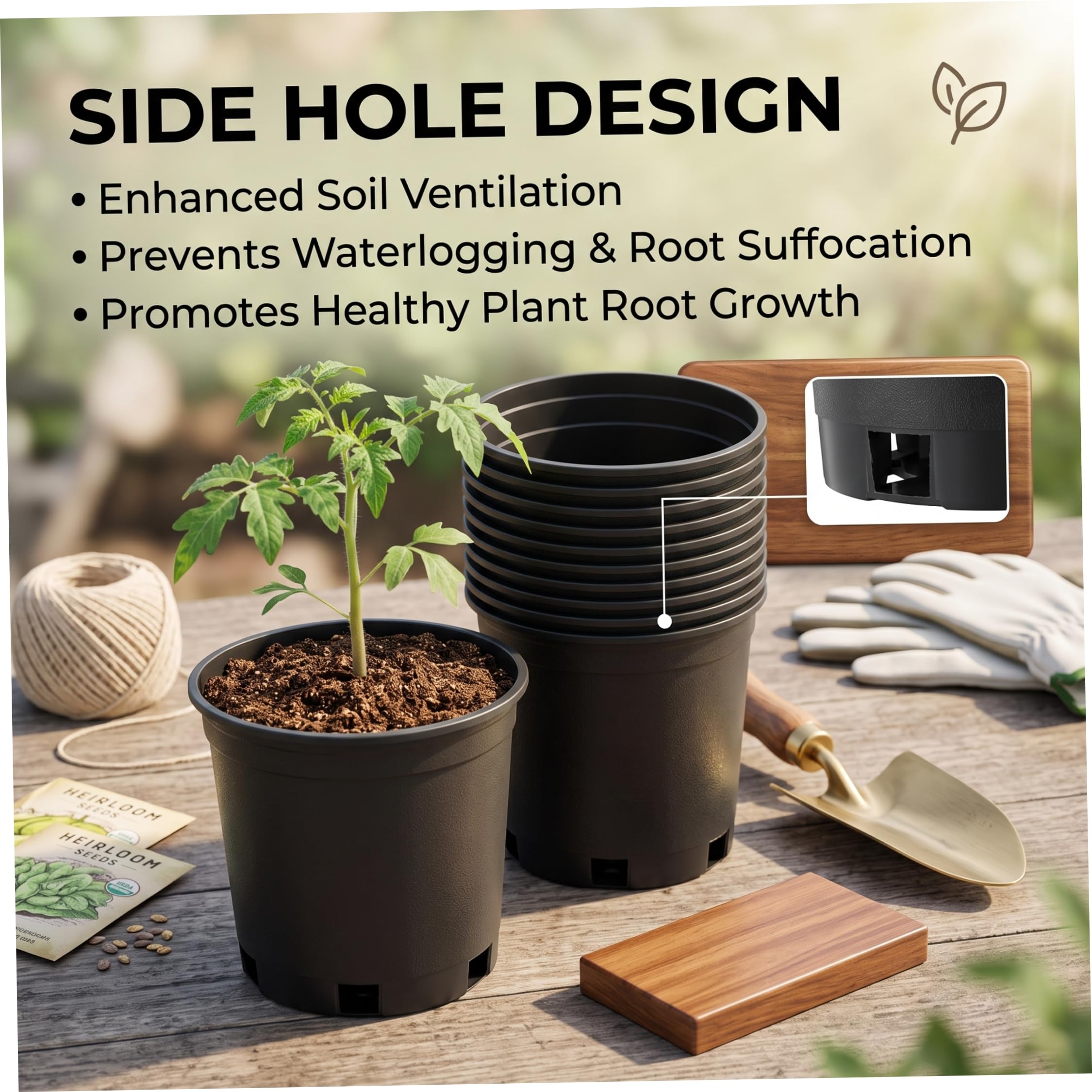 Pots de pépinière pour plantes, paquet de 10, pots plantation 5 gallons,