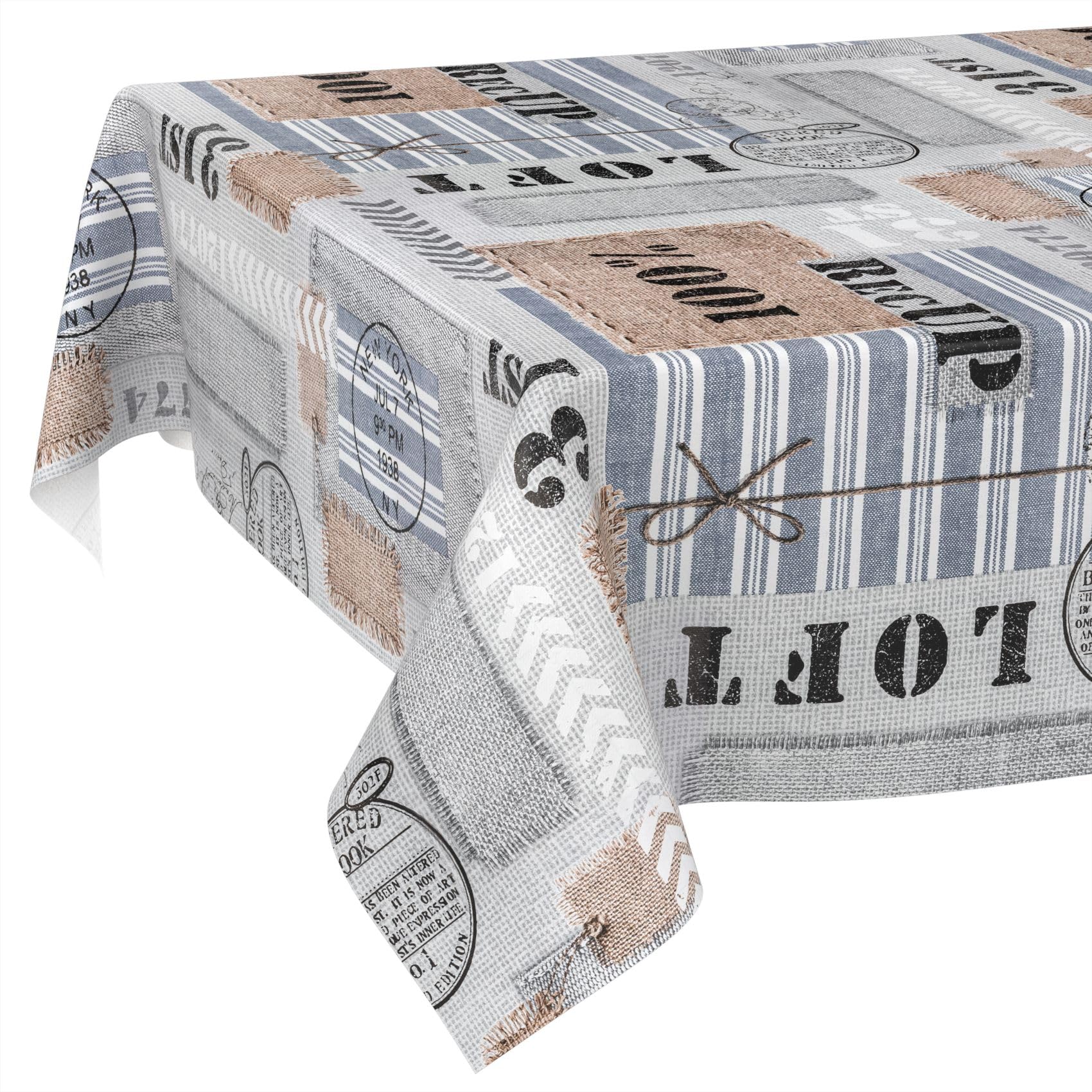 Nappe en toile cirée lavable ANRO 160 x 140 cm pour repas de famille et jardin