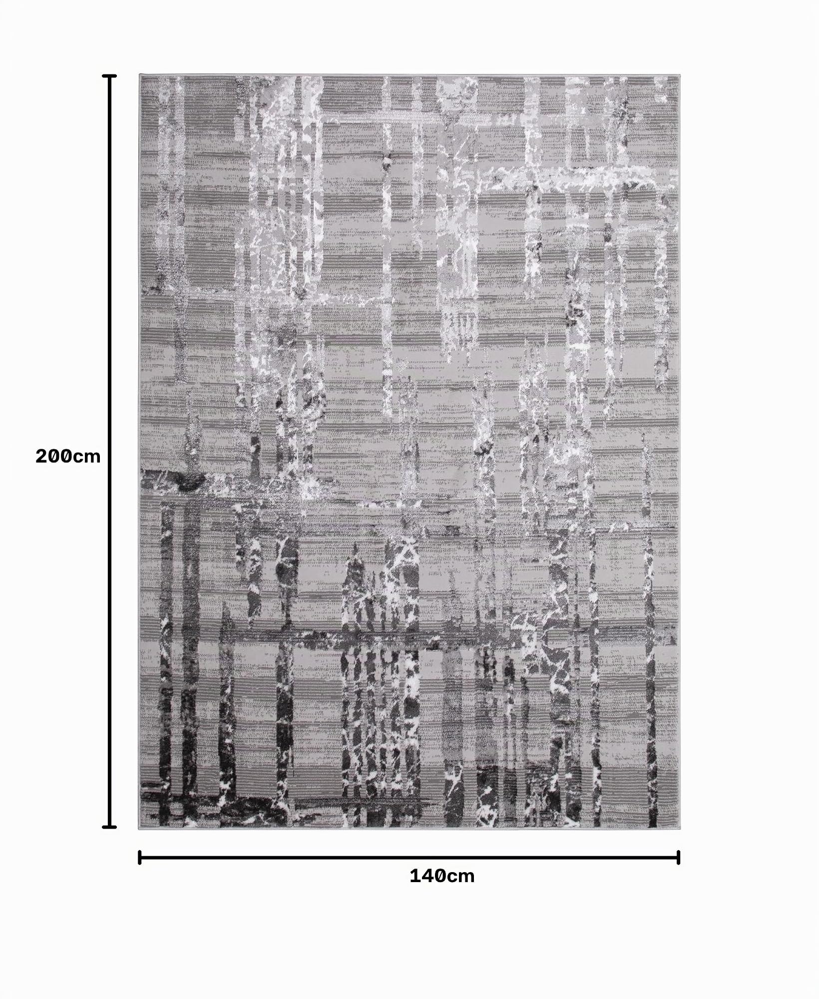 TAPISO Crystal Teppich Kurzflor Glänzend Dunkelgrau Streifen 140 x 200 cm – Ansicht 2