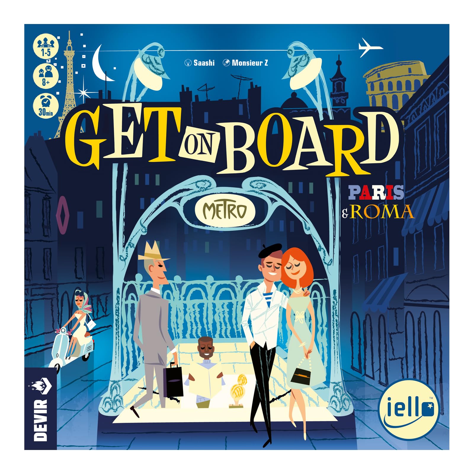 Devir Get on Board: Parigi & Rome, Gioco da tavolo in famiglia e amici, Gioco da tavolo di strategia, +8 (BGGOBPRPS)