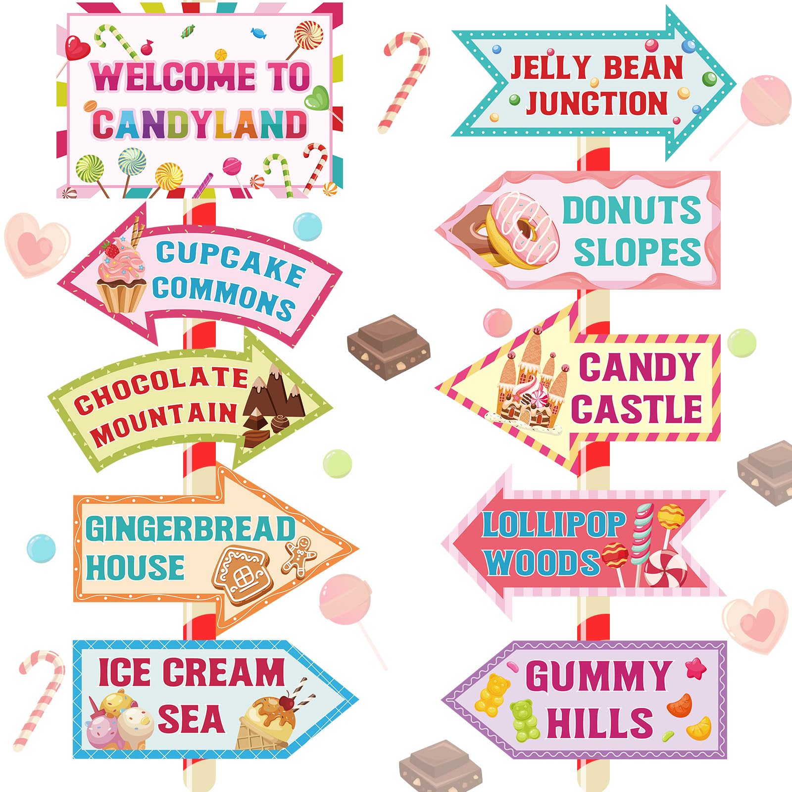 20 Pieces Candyland Decorations Welcome to Candyland Signs Candy Party Decorations for Kids Girls Candy Land Themed Birthday Party Halloween Christmas