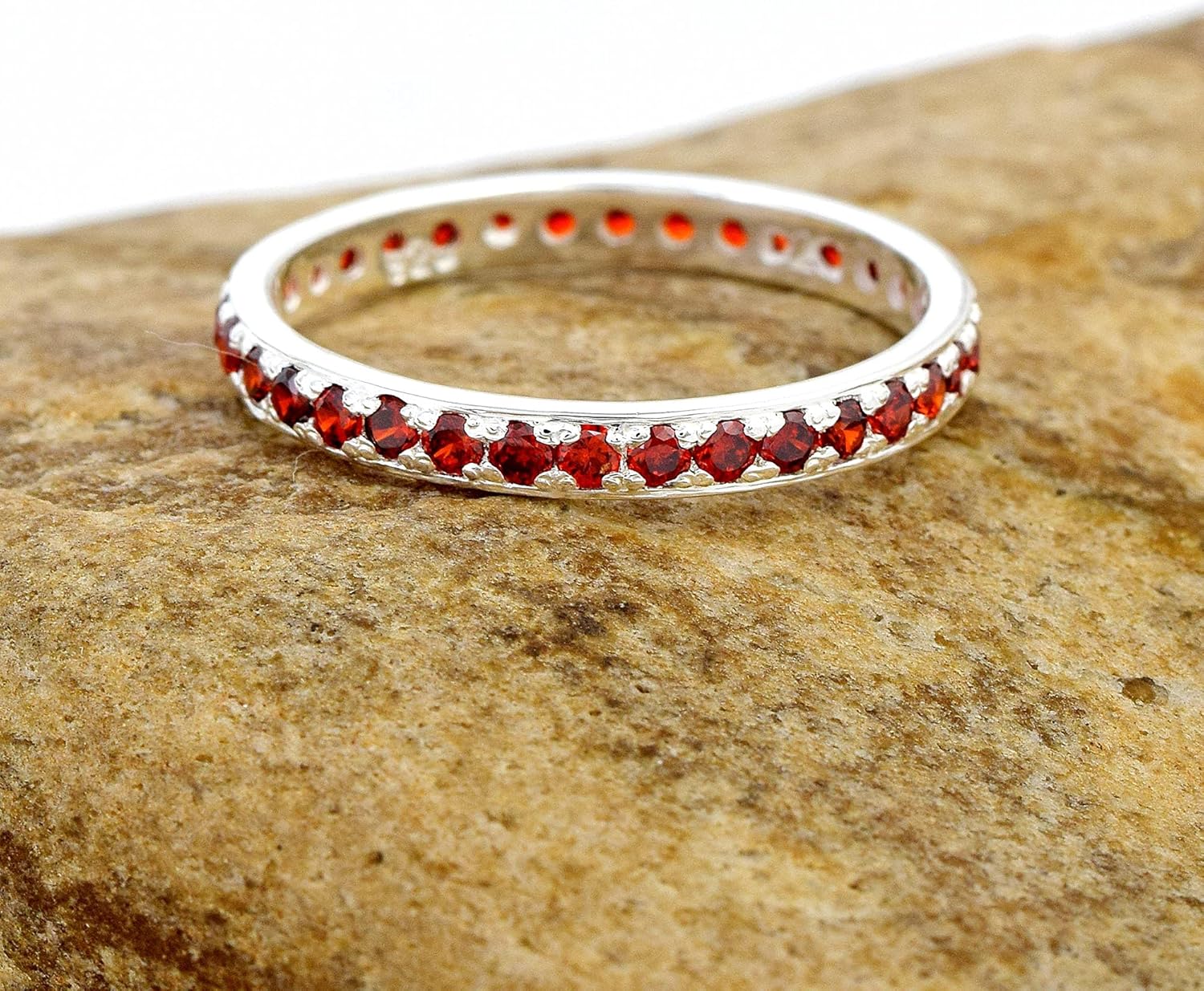 925 Sterling Silver Round Birthstone Eternity Statement Boho Promise Band Ring Jewelry Wedding Gift For Wome