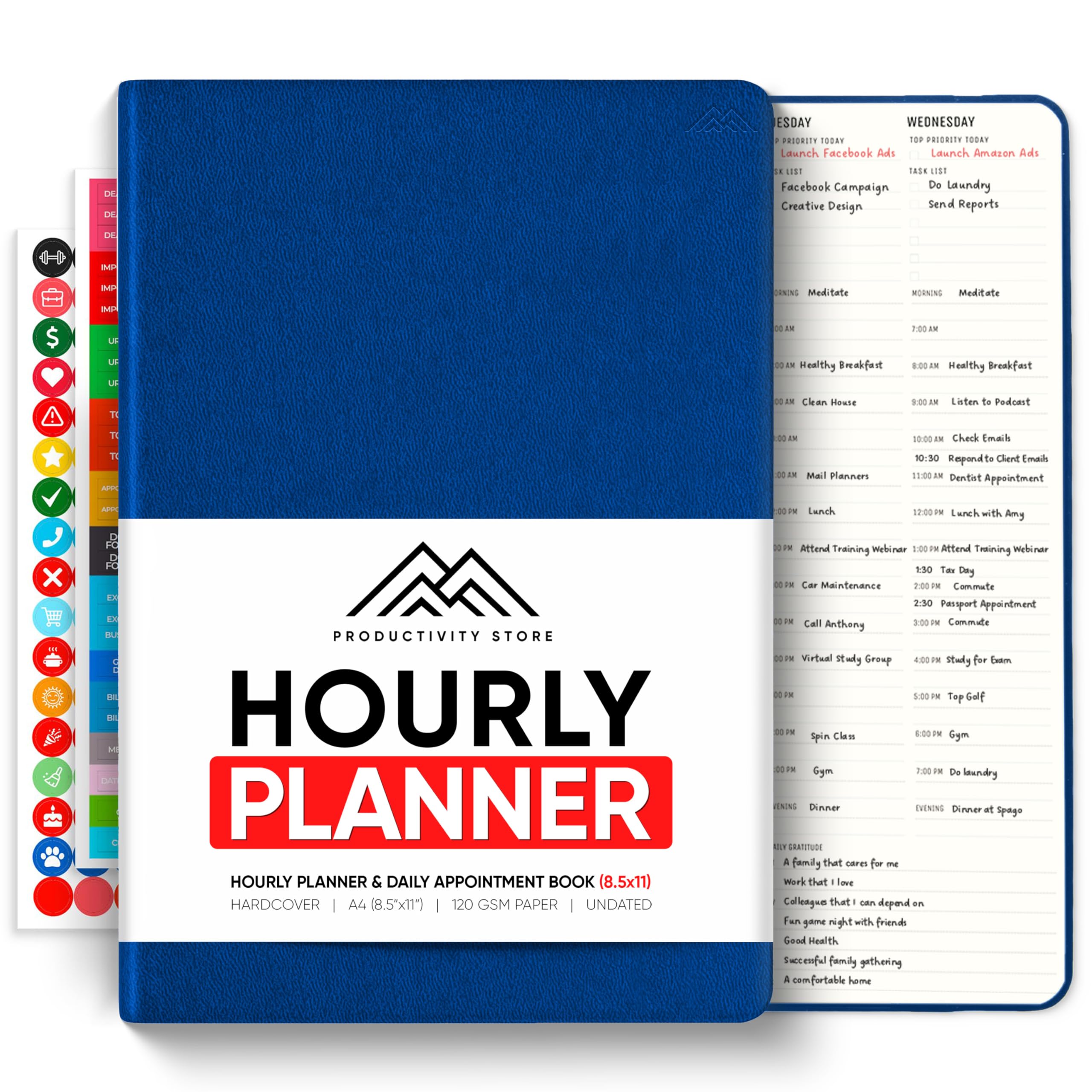 Hourly Planner & Appointment Book (8.5” x 11”) - Premium Hourly Planner with Daily Schedule & 30-Minute Time Slots for Better Time Management by
