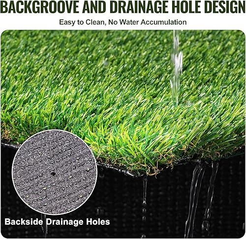 Vista 5 de VEVOR Artifical Grass Turf, 6 x 10 ft Thick Grass Rug Indoor Outdoor, 1.38" Realistic Synthetic Grass Mat with Drainage Holes, Perfect for Patio