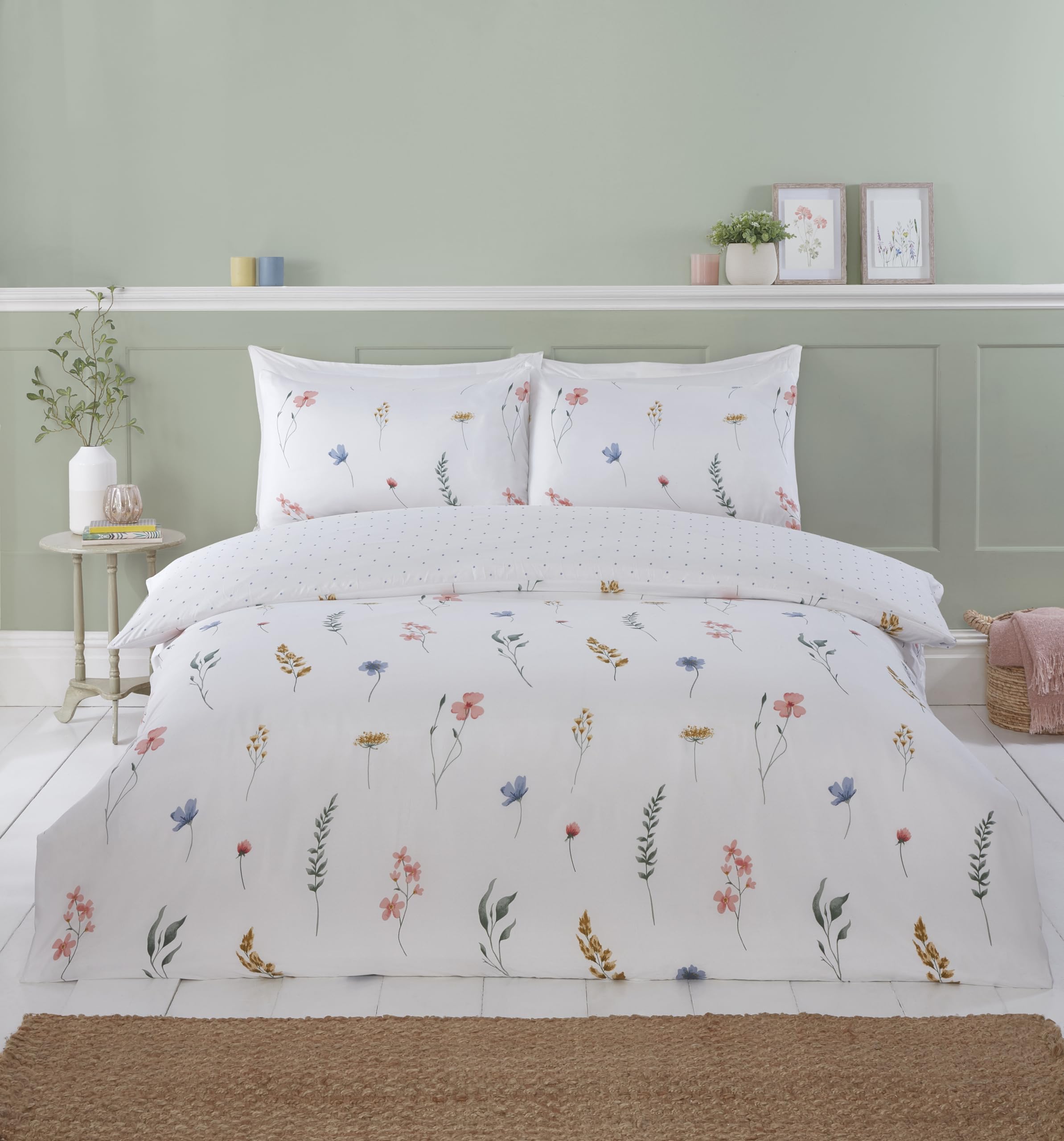 Rapport Home Floral Duvet Cover Set - Double Size Microfibre Bedding Quilt Cover - (200x200cm)