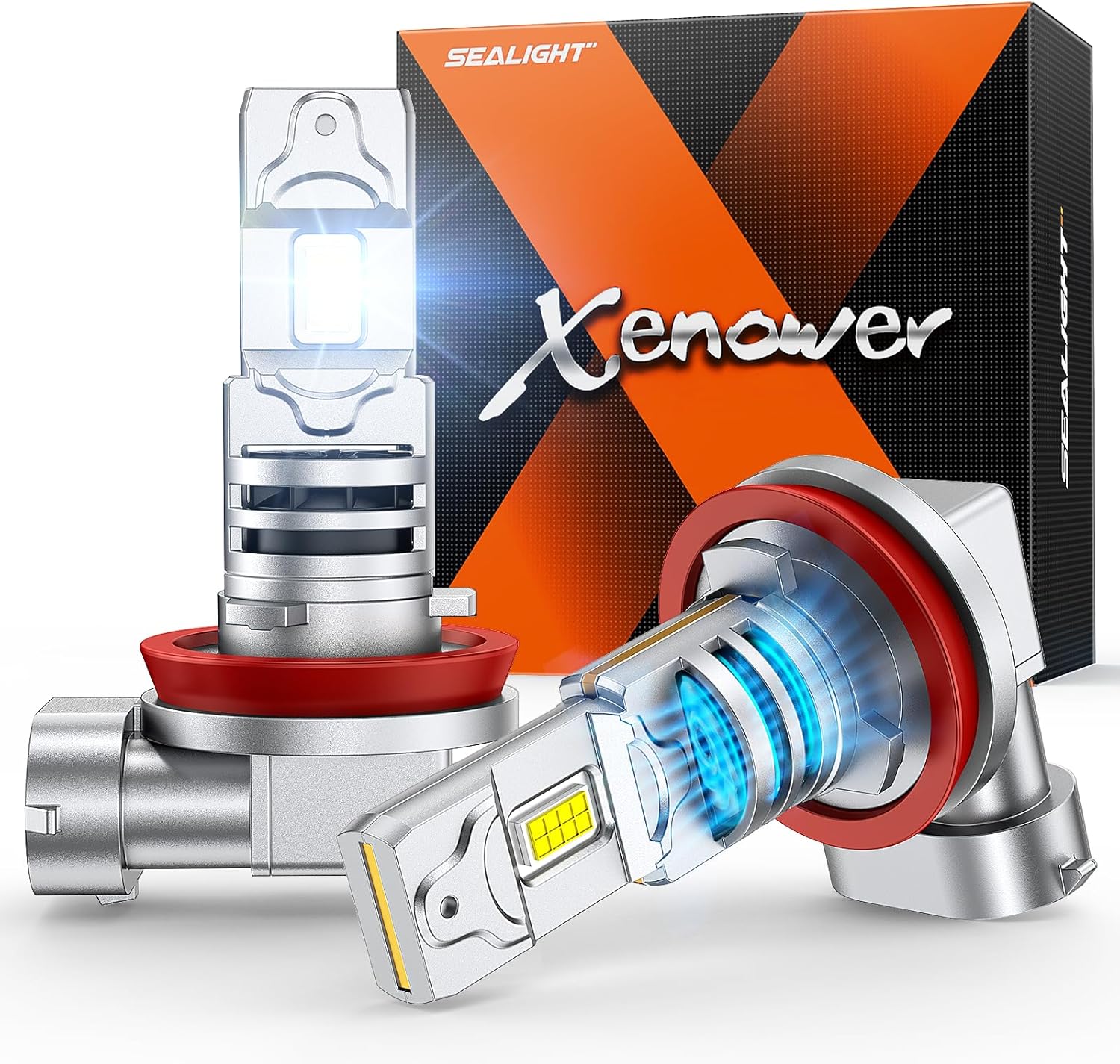 SEALIGHT H10 LED Fog Light Bulbs, 18000LM 9140 9145 Fog Lamp, 6500K Cool White Light with Cooling Fan, Pack of 2