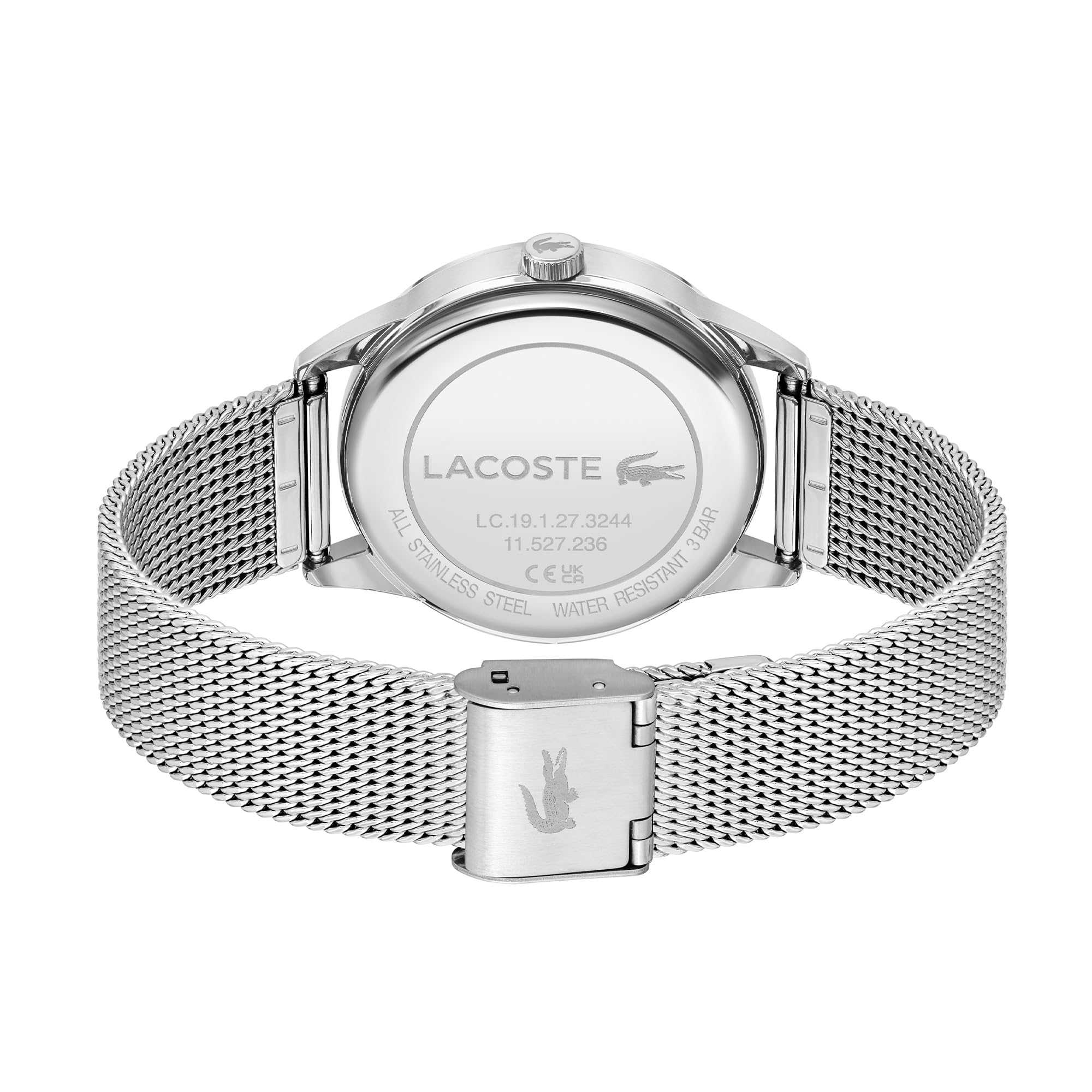 Lacoste Reloj Analógico de Cuarzo para Mujer Colección LADYCROC con Correa de Malla de Acero Inoxidable Plateada - 2001259