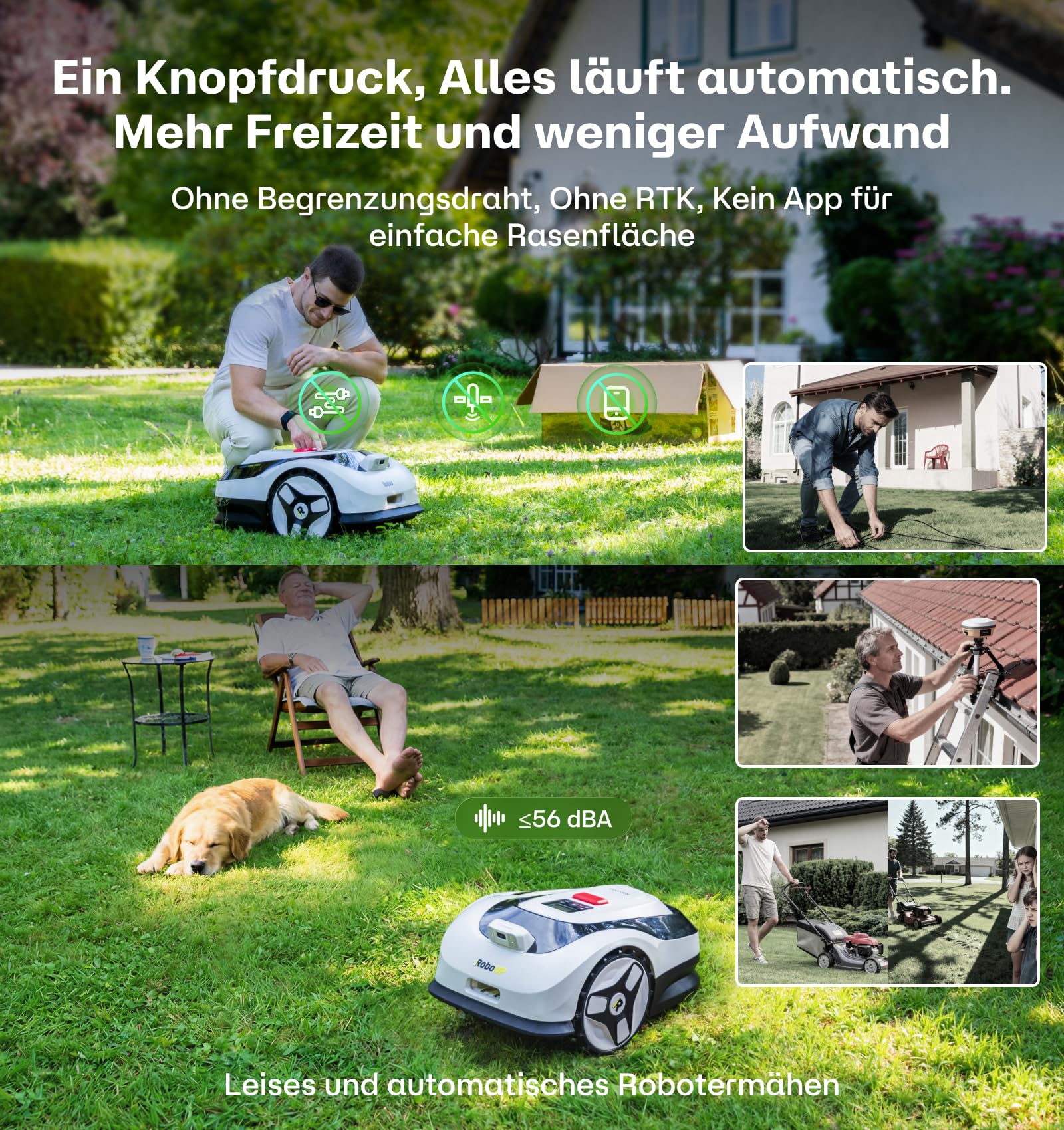 Raccoon 2 SE Mähroboter mit Garage, Max. 600qm, 3-8 Schnitthöhe, Ride-On Kanntenschnitt bis 3 Mähzonen, Kabellos, Ohne RTK