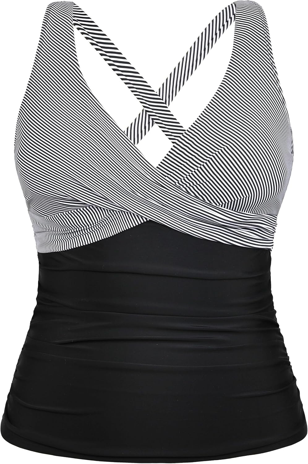 Hilor Women's Underwire Tankini Top Tummy Control Bathing Suits Sexy V Neck Crossover Swim Top Only - Image 4