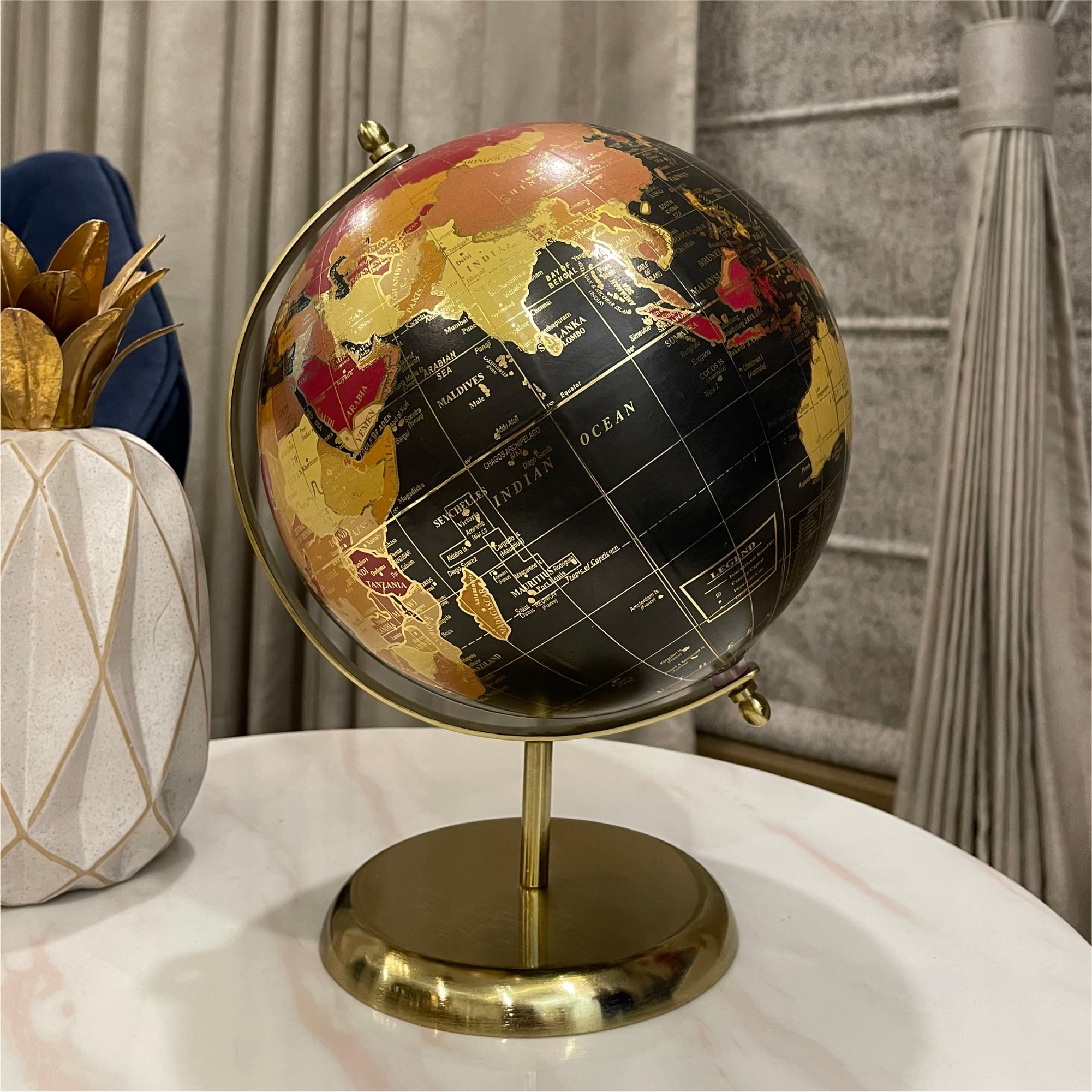 Globe Daddy- 8 Inch Exquisite Gold Foil Stamped World Map Rotating Black Buchi Globe by Globe Daddy for Home Décor,Gifting,Office Décor & Home living(Political World Map) (B0CJ6Y38VL) Amazon Price History, Amazon Price Tracker