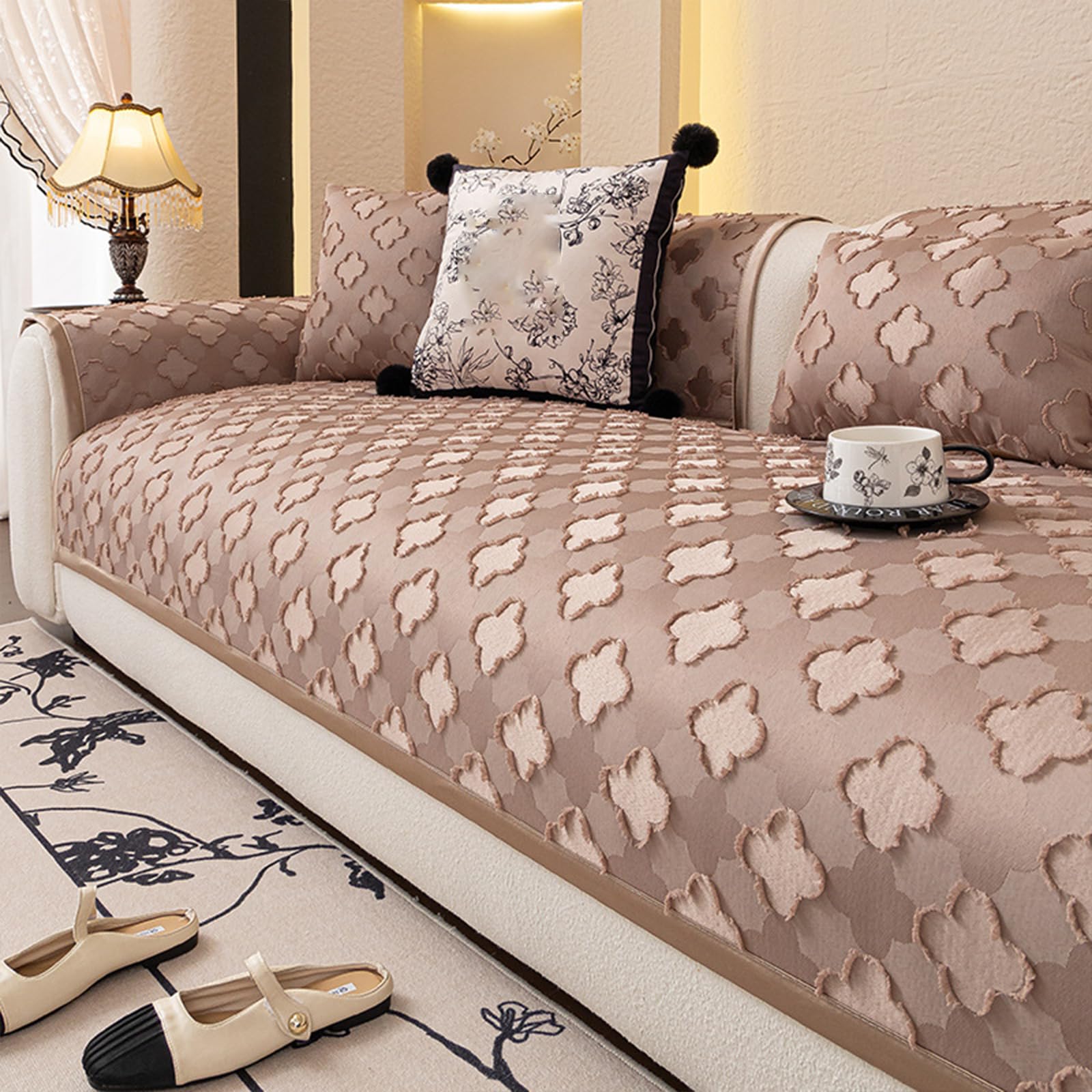 Housse de canapé en chenille au design français pour salon chic