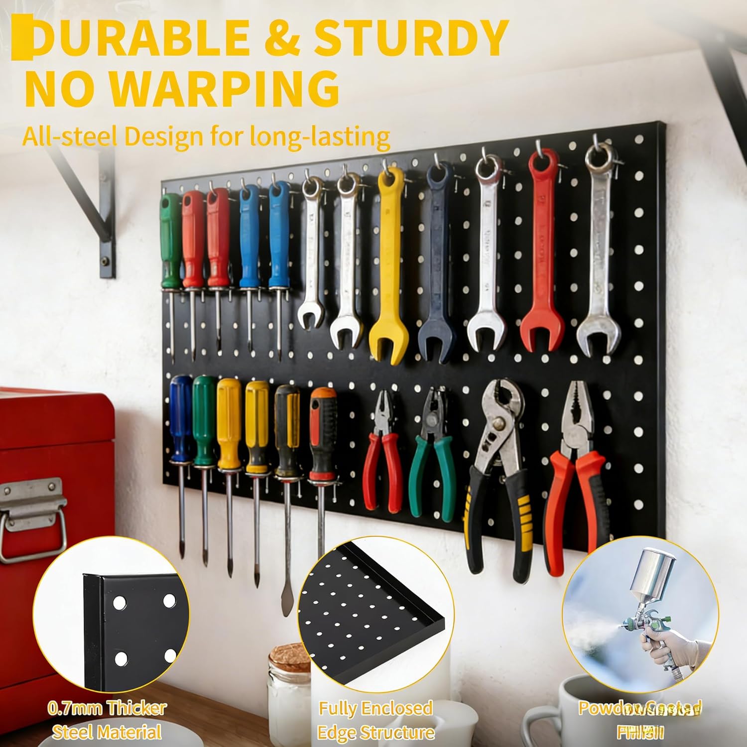 4 PCS Metal Pegboard Panels, 48"X24" Peg Board Wall Organizer with Flexible Layout for Garage Storage, Workshop, Kitchen and Craft Room Tool Organization